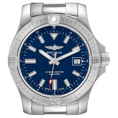 Breitling Avenger Blue Dial Stainless Steel Mens Watch A17318 Box Card