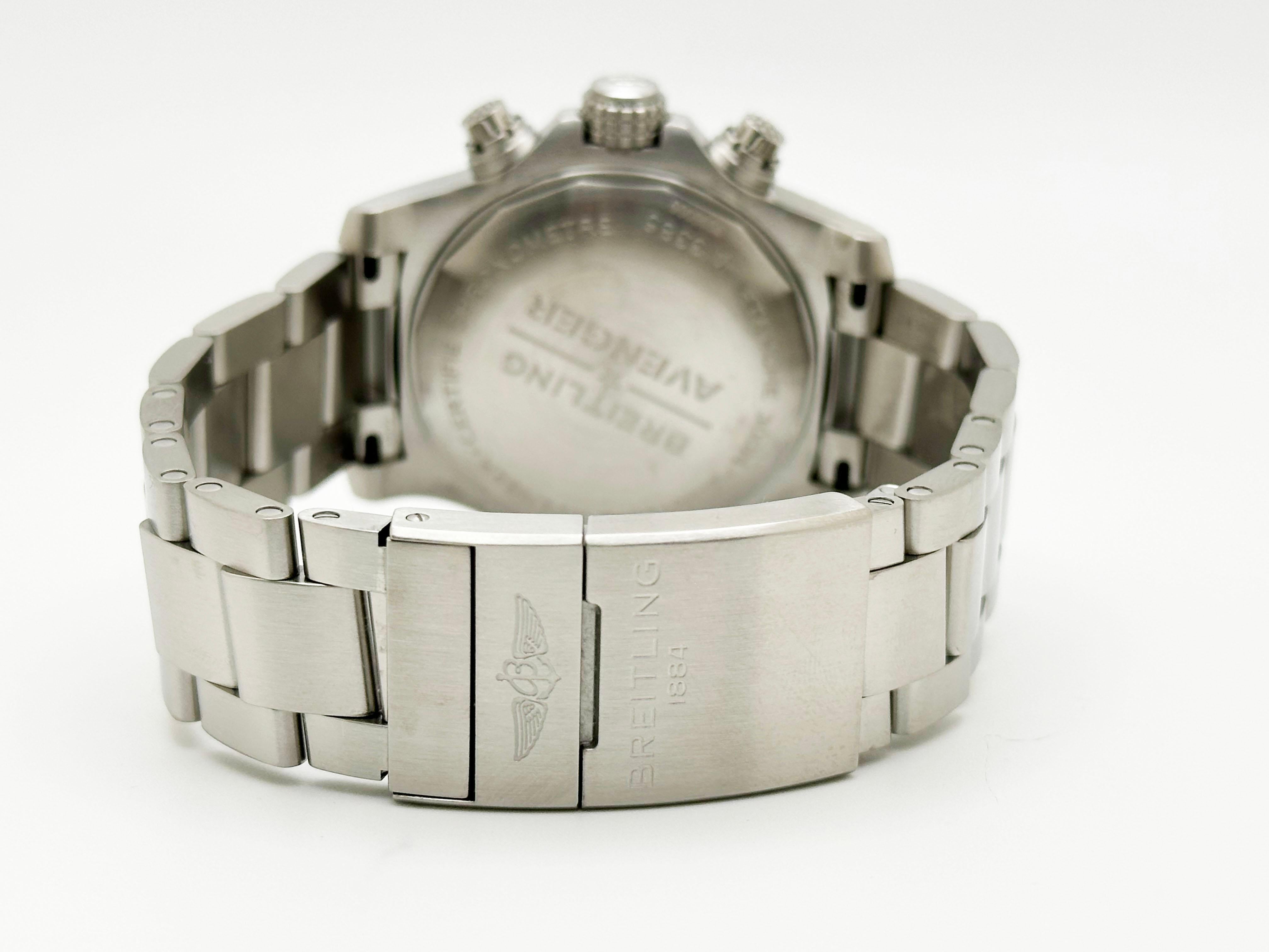 Breitling Avenger Chronograph 43 A13385 Stainless Steel Box Paper For Sale 1