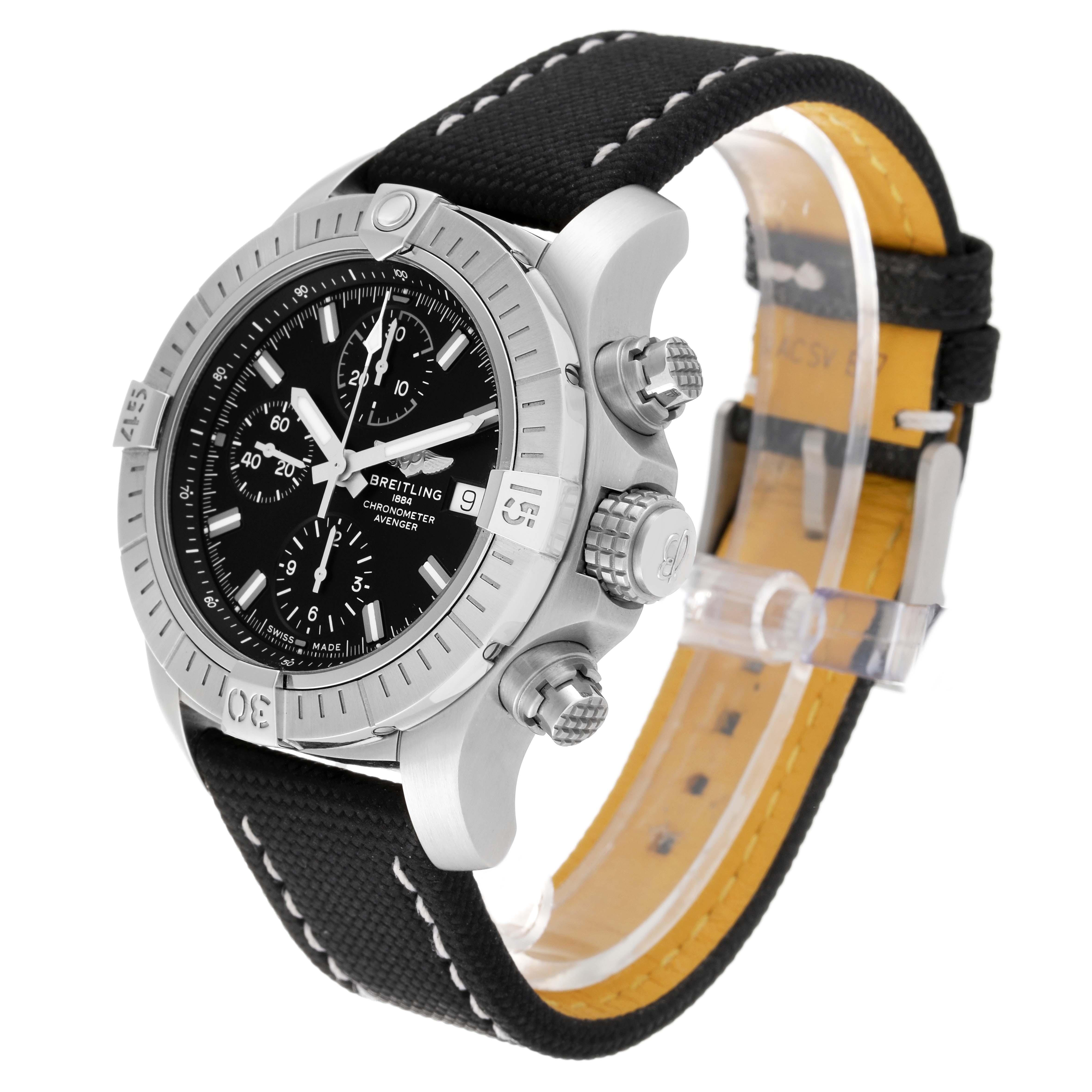 Breitling Avenger Chronograph 43 Stahl-Herrenuhr A13385 Box Card mit schwarzem Zifferblatt 1