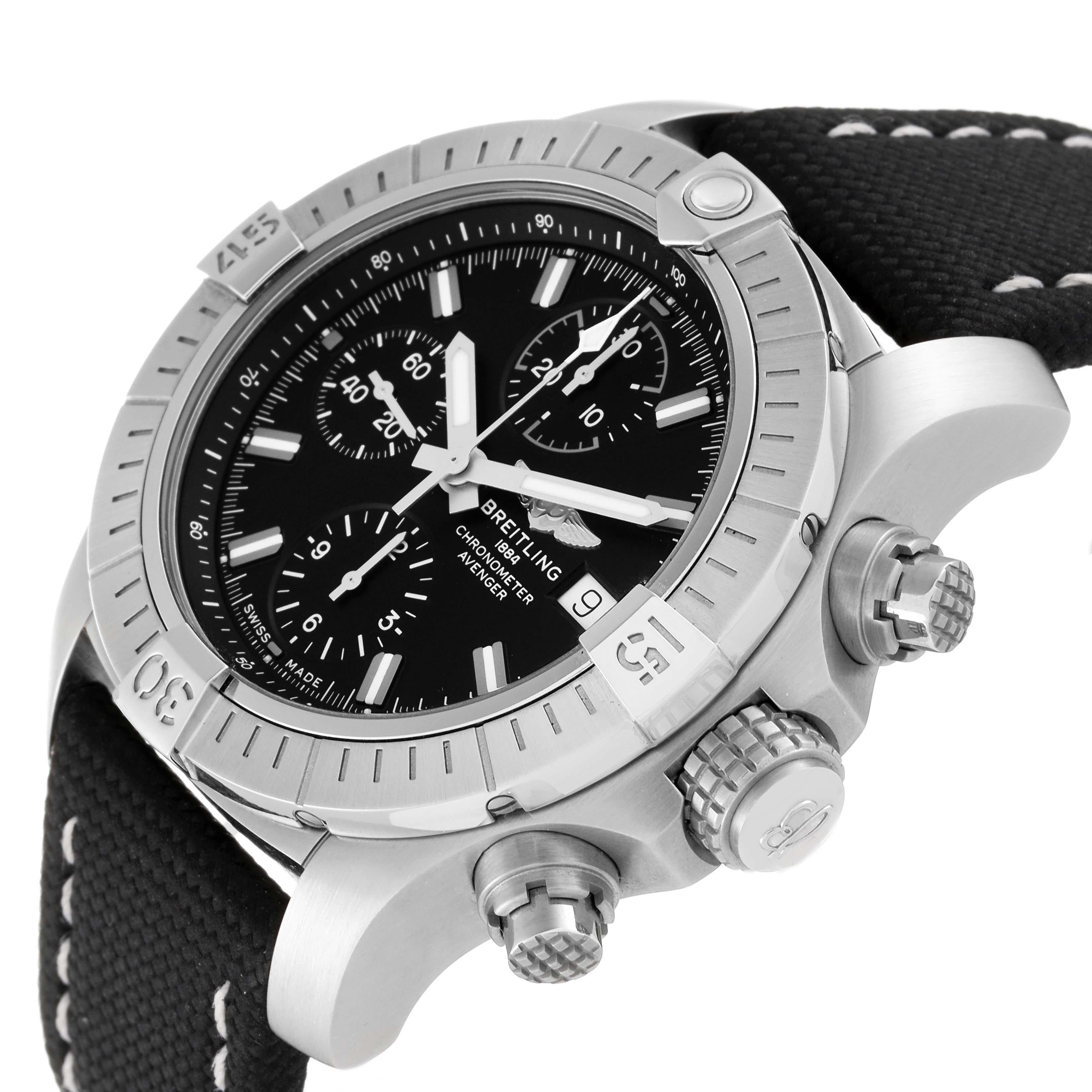 Breitling Avenger Chronograph 43 Stahl-Herrenuhr A13385 Box Card mit schwarzem Zifferblatt 2