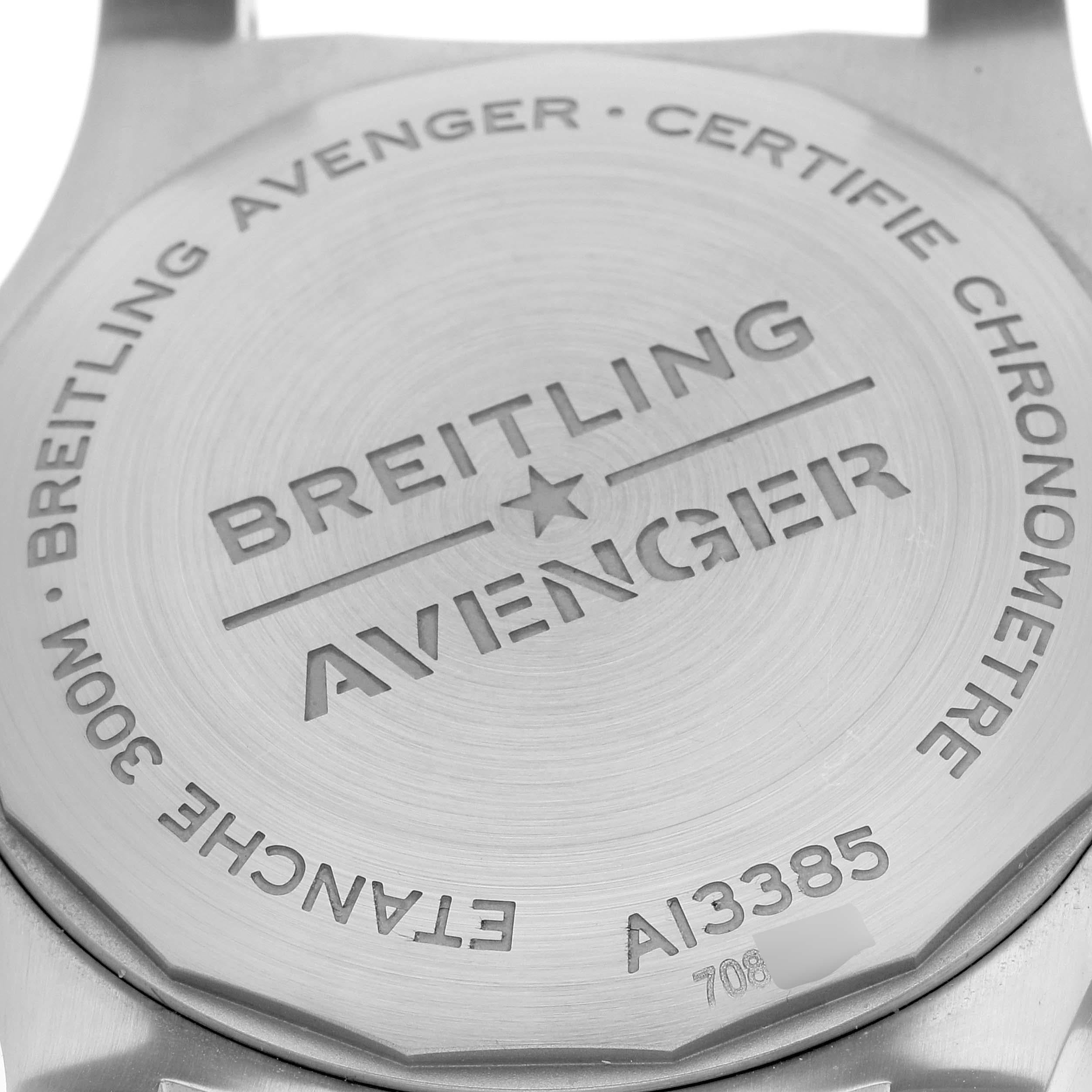 Breitling Avenger Chronograph 43 Stahl-Herrenuhr A13385 Box Card mit schwarzem Zifferblatt 3
