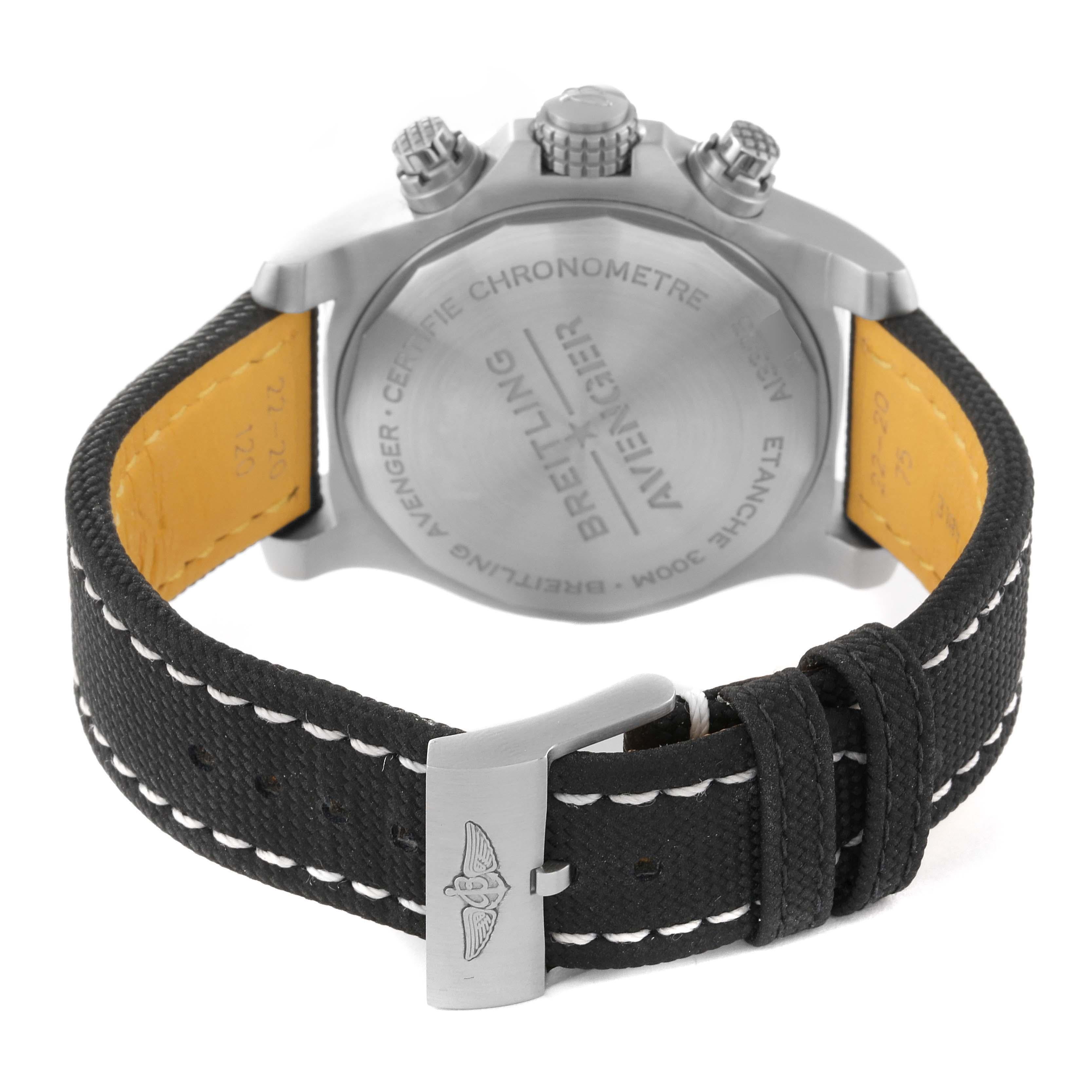 Breitling Avenger Chronograph 43 Stahl-Herrenuhr A13385 Box Card mit schwarzem Zifferblatt 4