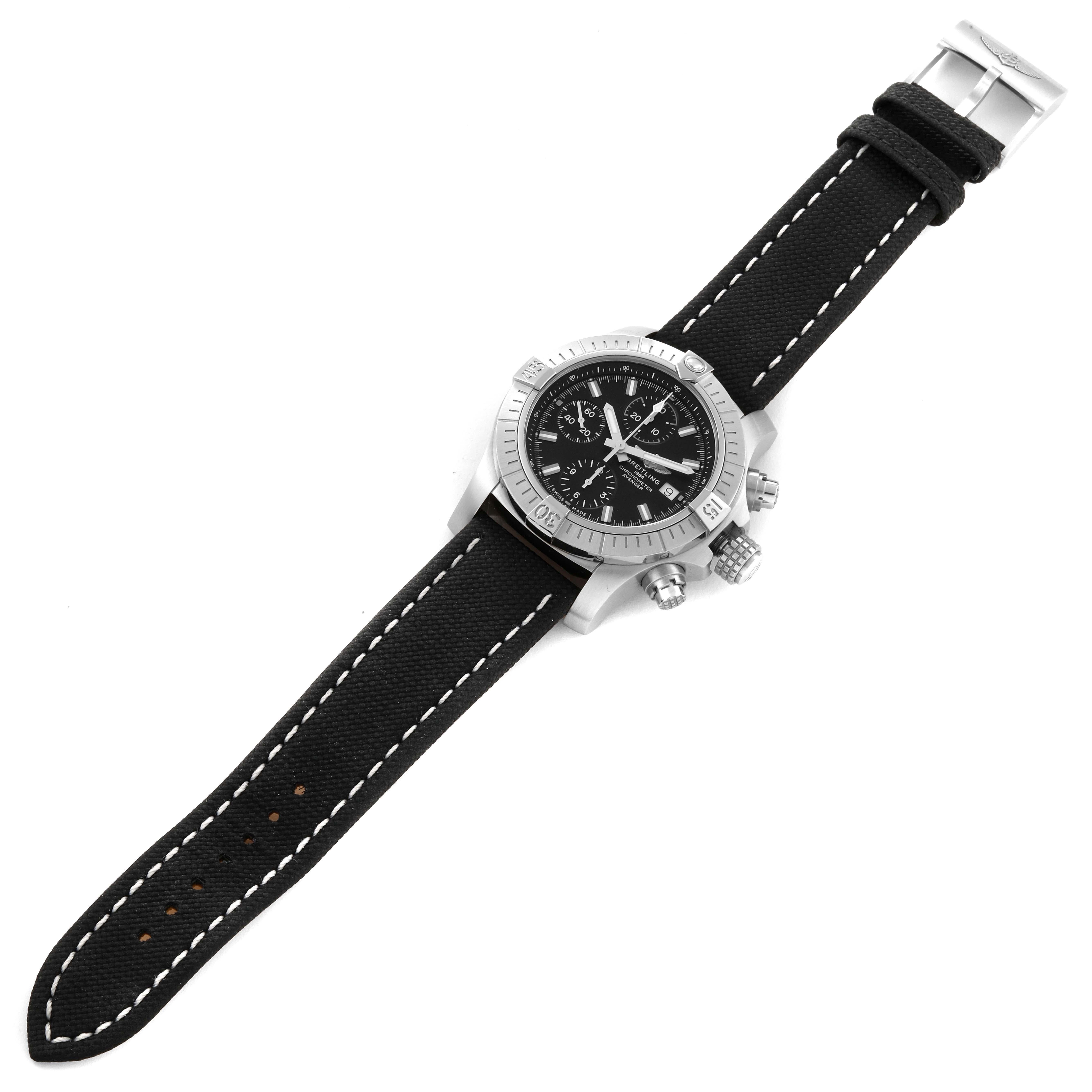 Breitling Avenger Chronograph 43 Stahl-Herrenuhr A13385 Box Card mit schwarzem Zifferblatt 5