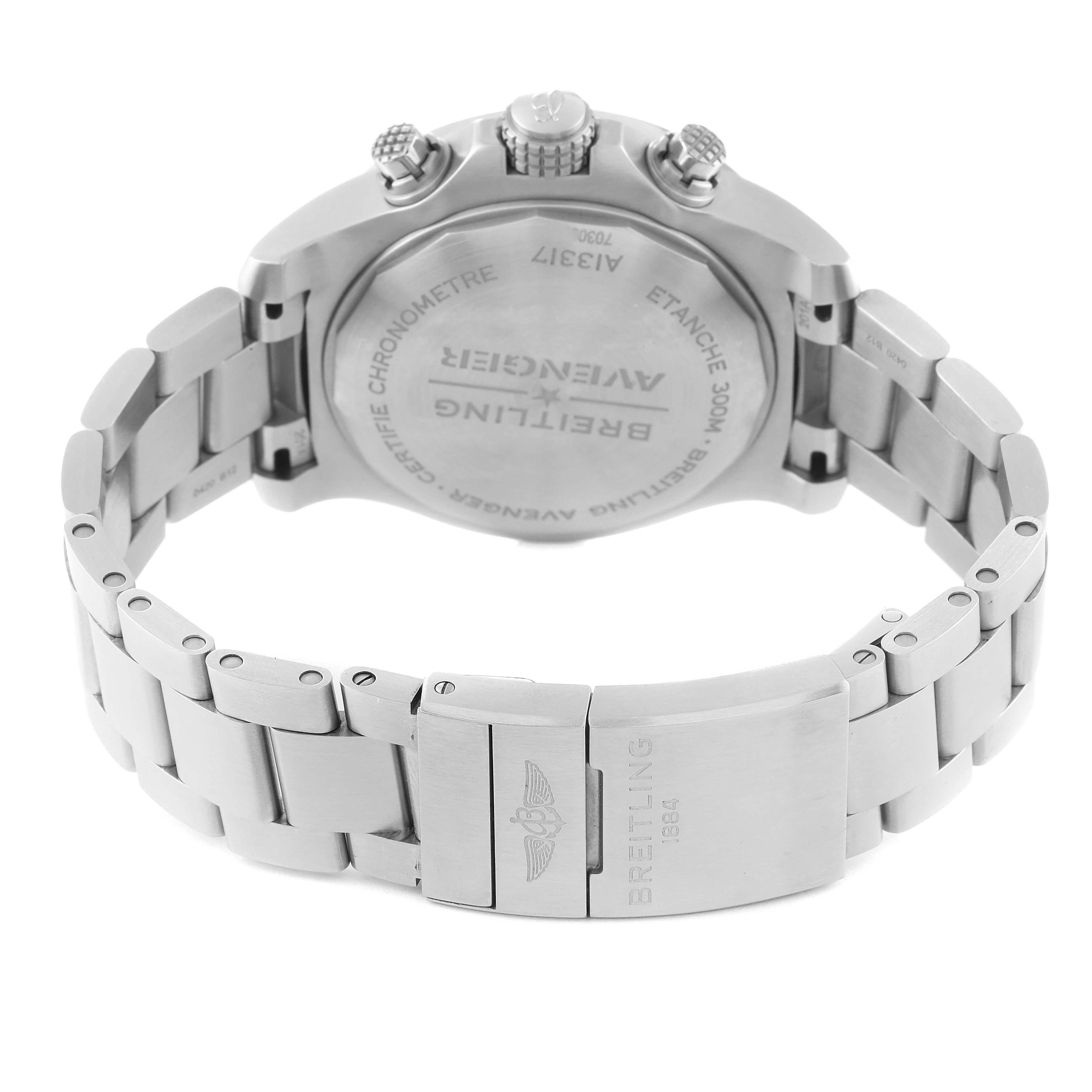 Men's Breitling Avenger Chronograph 45 Black Dial Steel Mens Watch A13317 Unworn For Sale