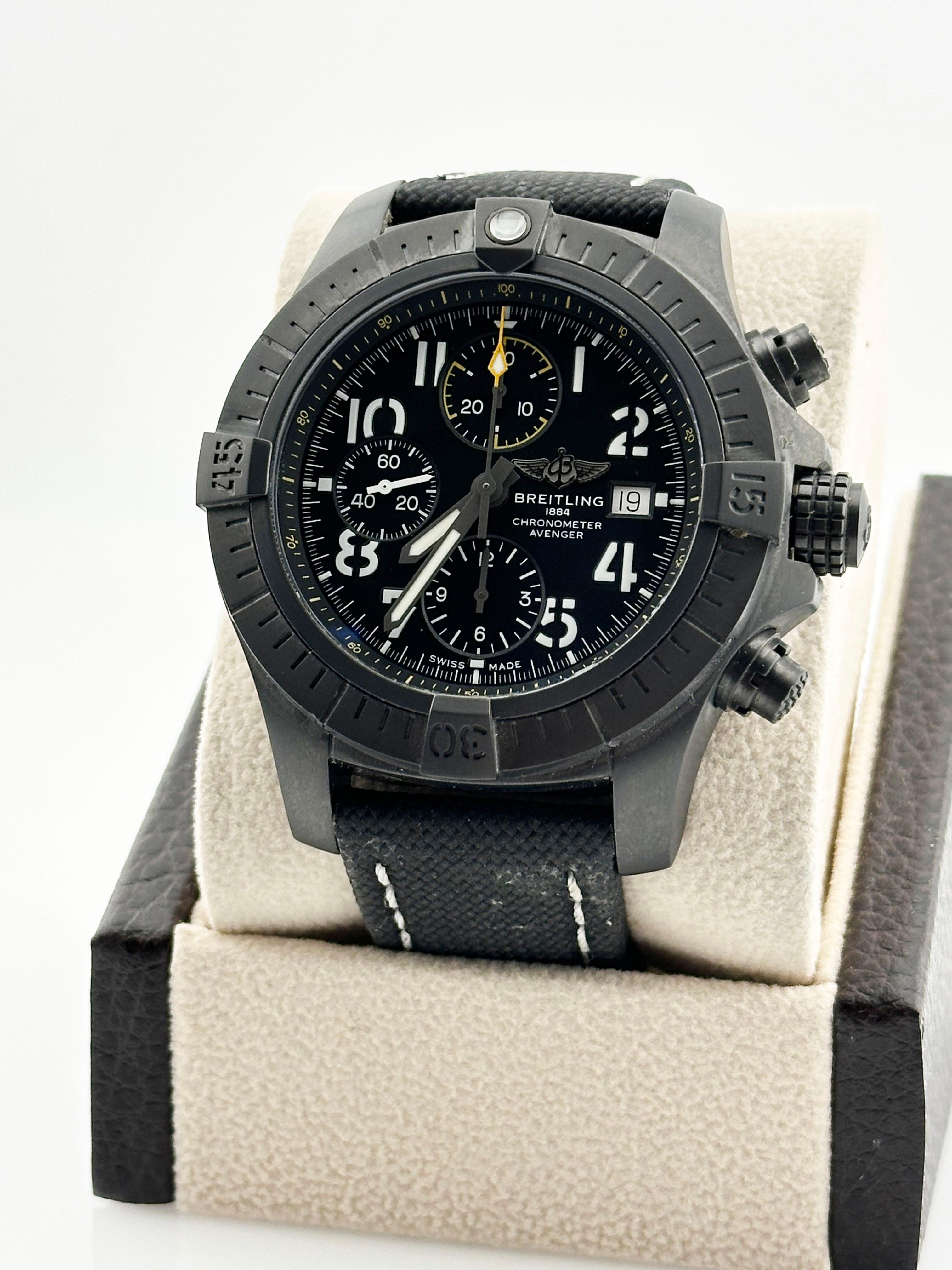 Breitling Avenger Chronograph V13317 45 Night Mission Black Titanium Box Receipt 1