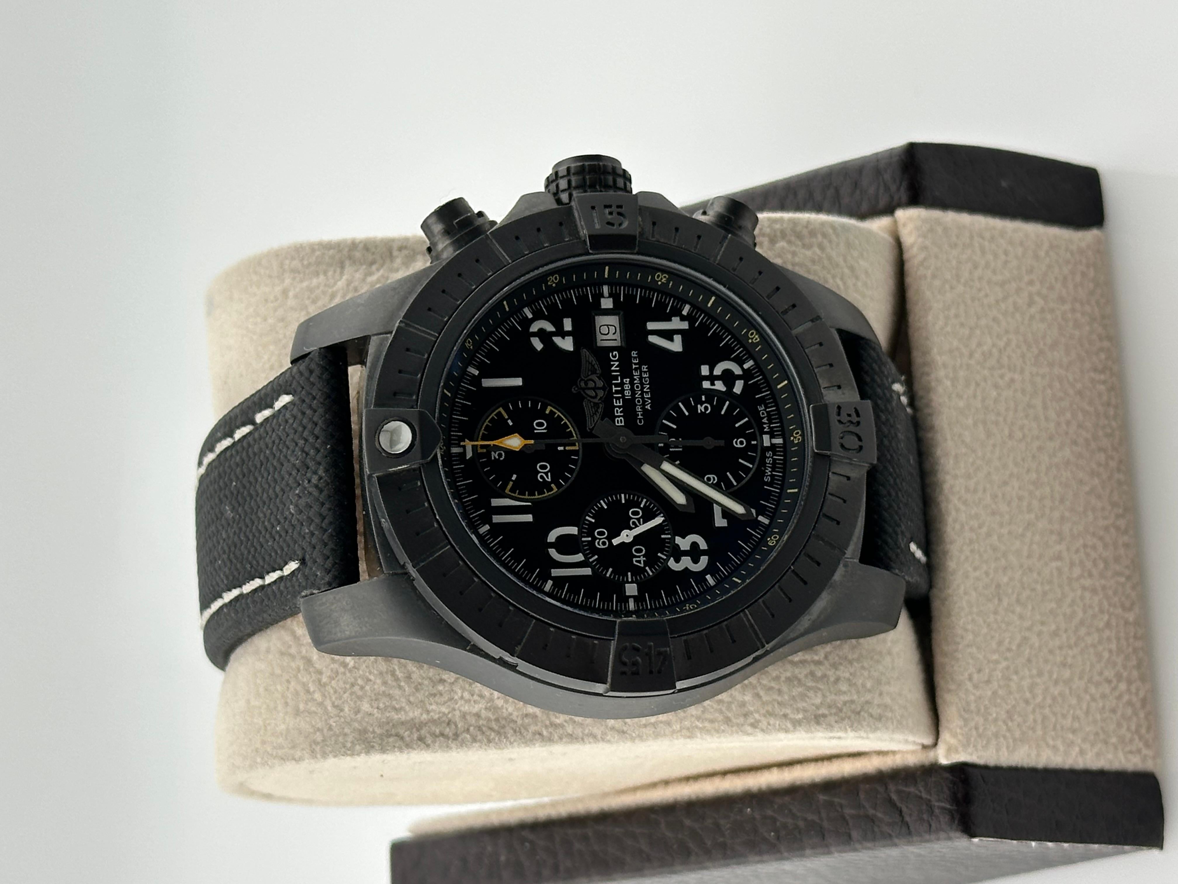 Breitling Avenger Chronograph V13317 45 Night Mission Black Titanium Box Receipt 2