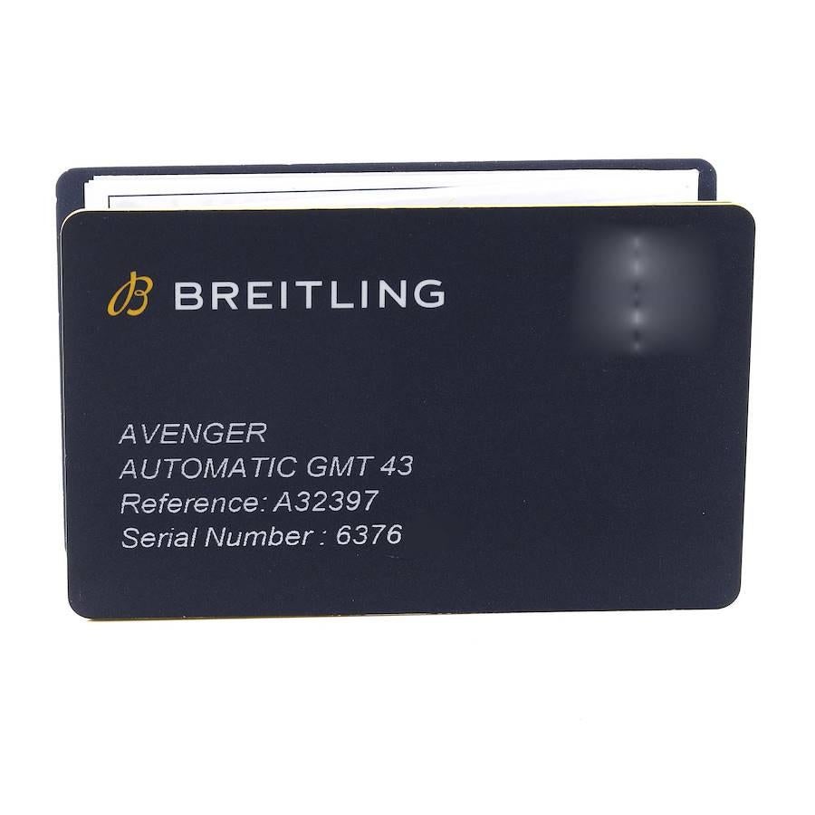 Breitling Avenger GMT White Dial Steel Mens Watch A32397 Box Card 4