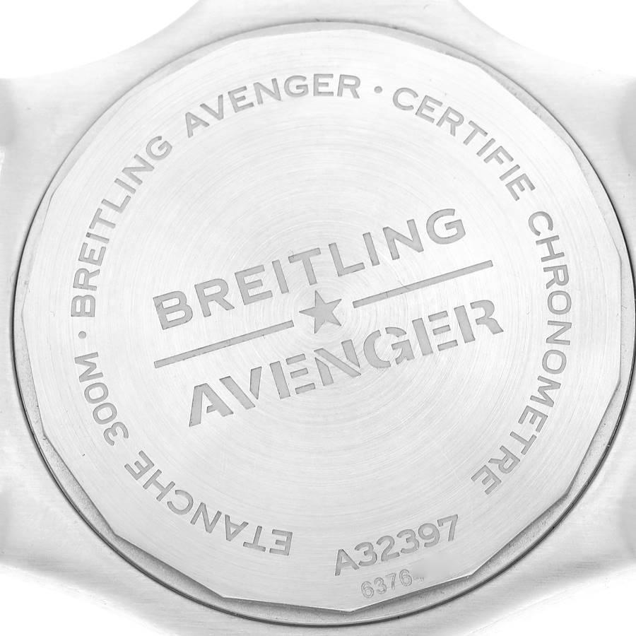 Men's Breitling Avenger GMT White Dial Steel Mens Watch A32397 Box Card