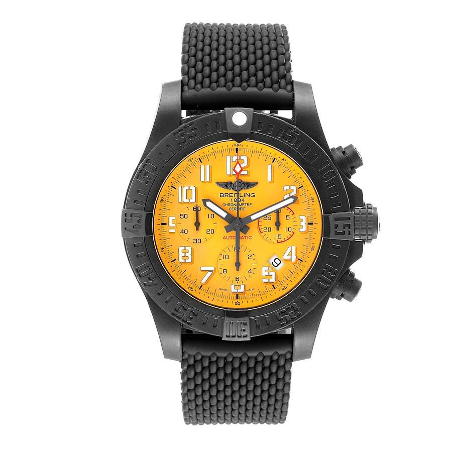 Breitling Avenger Hurricane 12H 45mm Yellow Dial Mens Watch XB0180. Automatic self-winding chronograph movement. Matte black polymer Breitlight case 45.0 mm in diameter. About three times lighter than titanium and six times lighter than steel. Matte
