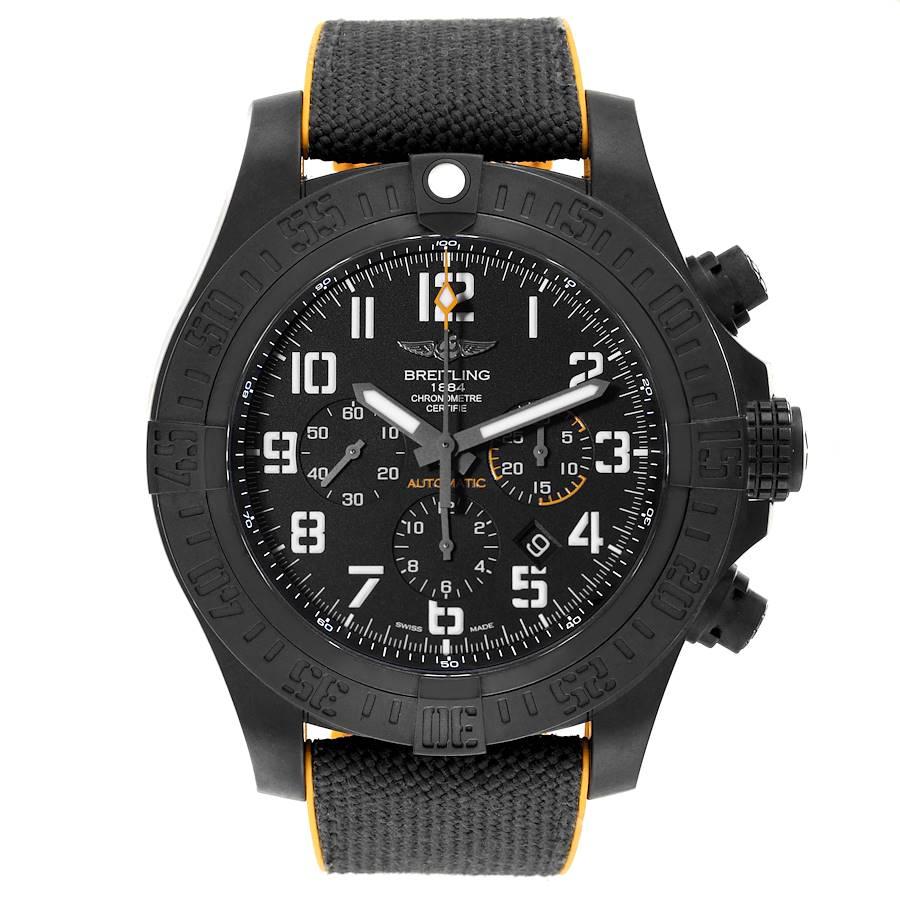 Breitling Avenger Hurricane 45 Breitlight Mens Watch XB0170 Box Card. Automatic self-winding chronograph movement. Matte black polymer Breitlight case 50.0 mm in diameter. About three times lighter than titanium and six times lighter than steel.