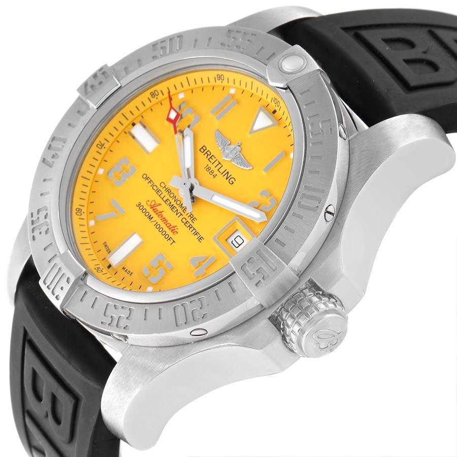 Breitling Avenger II 45 Seawolf Gelbes Zifferblatt Stahl Herrenuhr A17331 Box Card 2