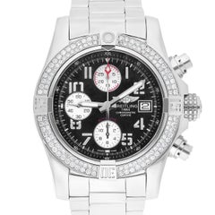 Breitling Avenger II Black Dial Custom Diamond Bezel Men's 43 mm Watch A13381