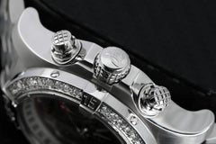 Breitling Avenger II Blue Dial Custom Diamond Bezel Mens Watch A13381