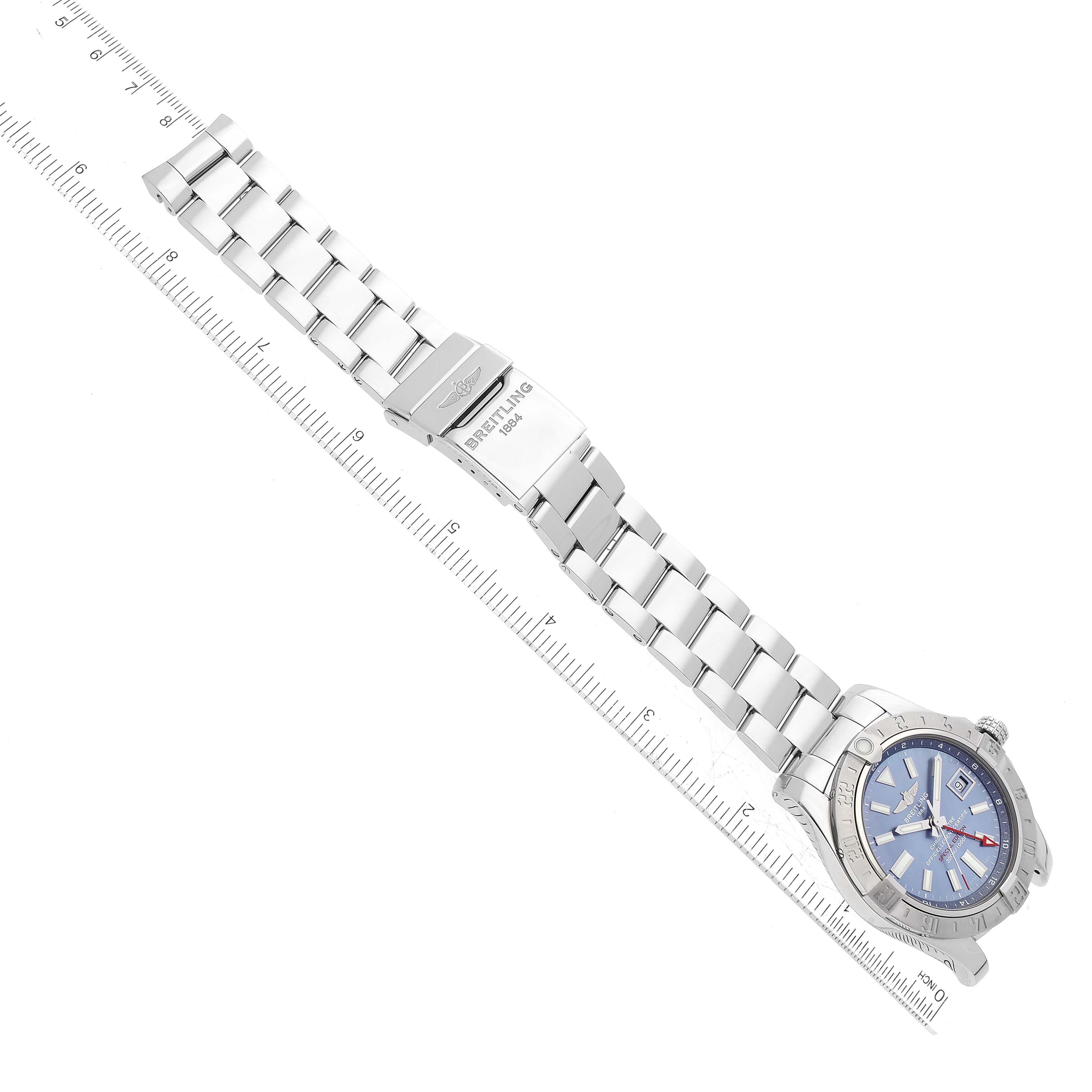 Breitling Avenger II GMT Blue Mother Of Pearl Dial Steel Mens Watch A32390  For Sale 4