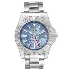 Breitling Avenger II GMT Blue Mother of Pearl Dial Steel Mens Watch