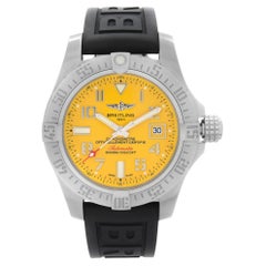 Breitling Avenger II Seawolf Stahl gelbes Zifferblatt automatische Herrenuhr A17331