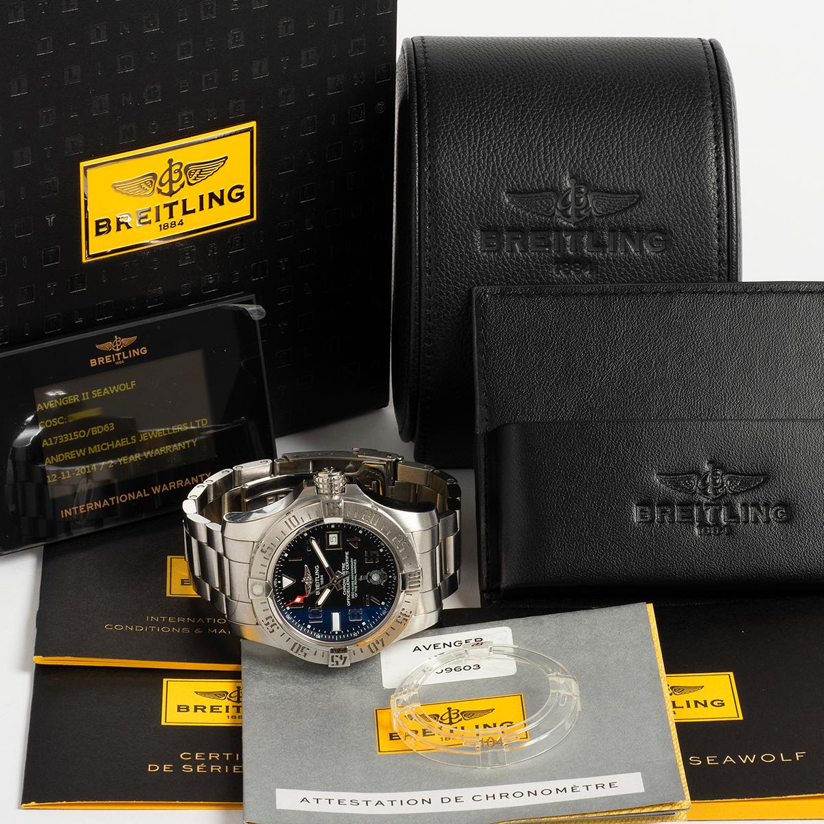 This Breitling Avenger II Seawolf is a limited edition of only 350 pieces to commemorate 350 years of the Royal marines. Featuring a 45mm stainless steel case with caseback engraved with the commemoration as well as individual number of 350 pieces
