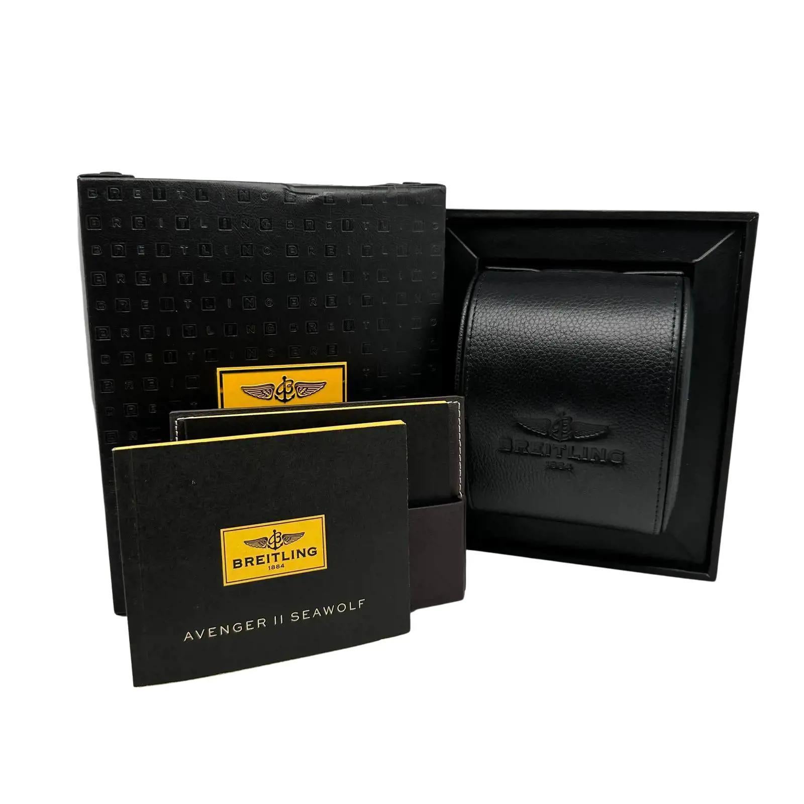 Breitling Avenger II Seawolf Stahl gelbes Zifferblatt automatische Herrenuhr A1733110/I519 im Zustand „Hervorragend“ in New York, NY