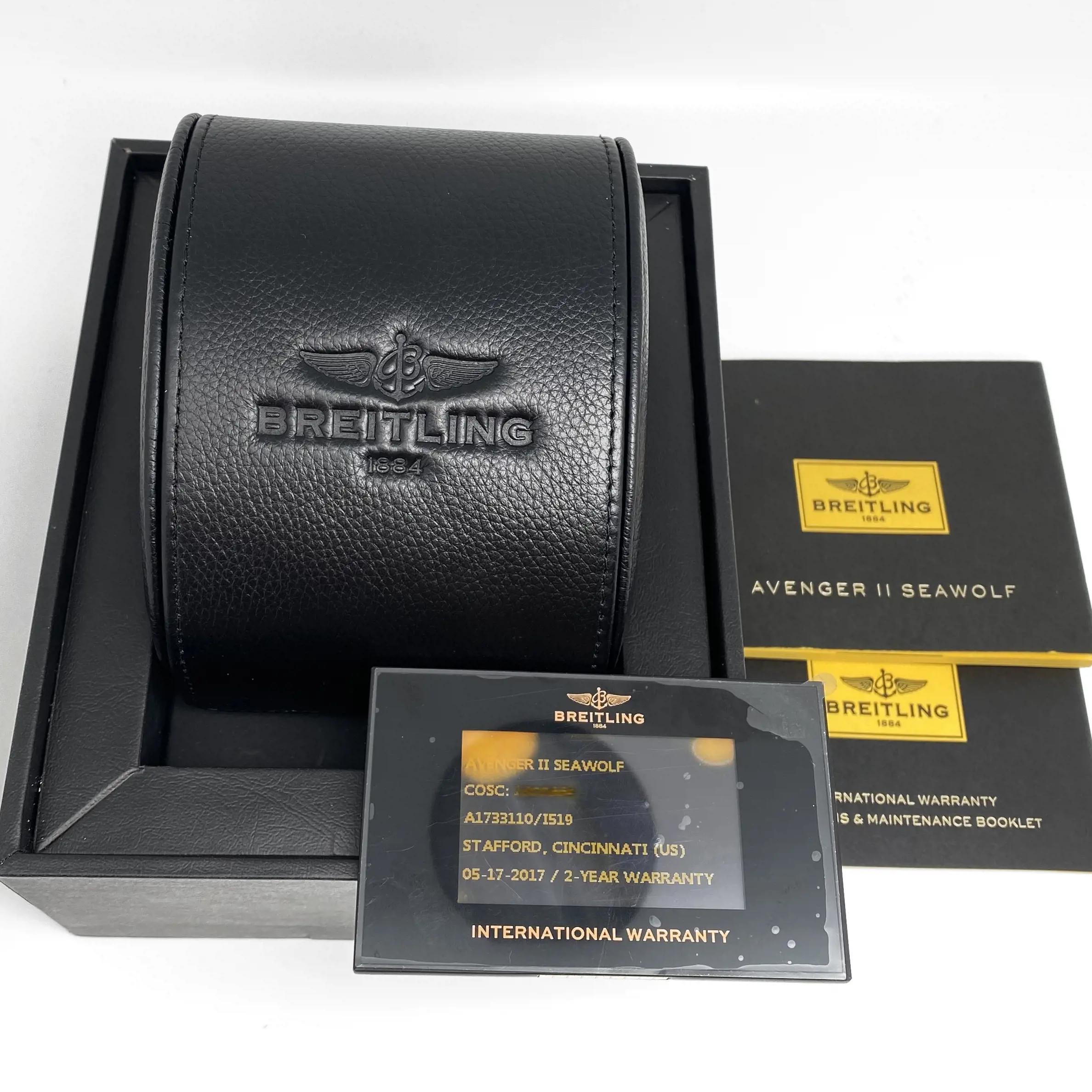 Breitling Avenger II Seawolf Stahl gelbes Zifferblatt automatische Herrenuhr A1733110/I519 1