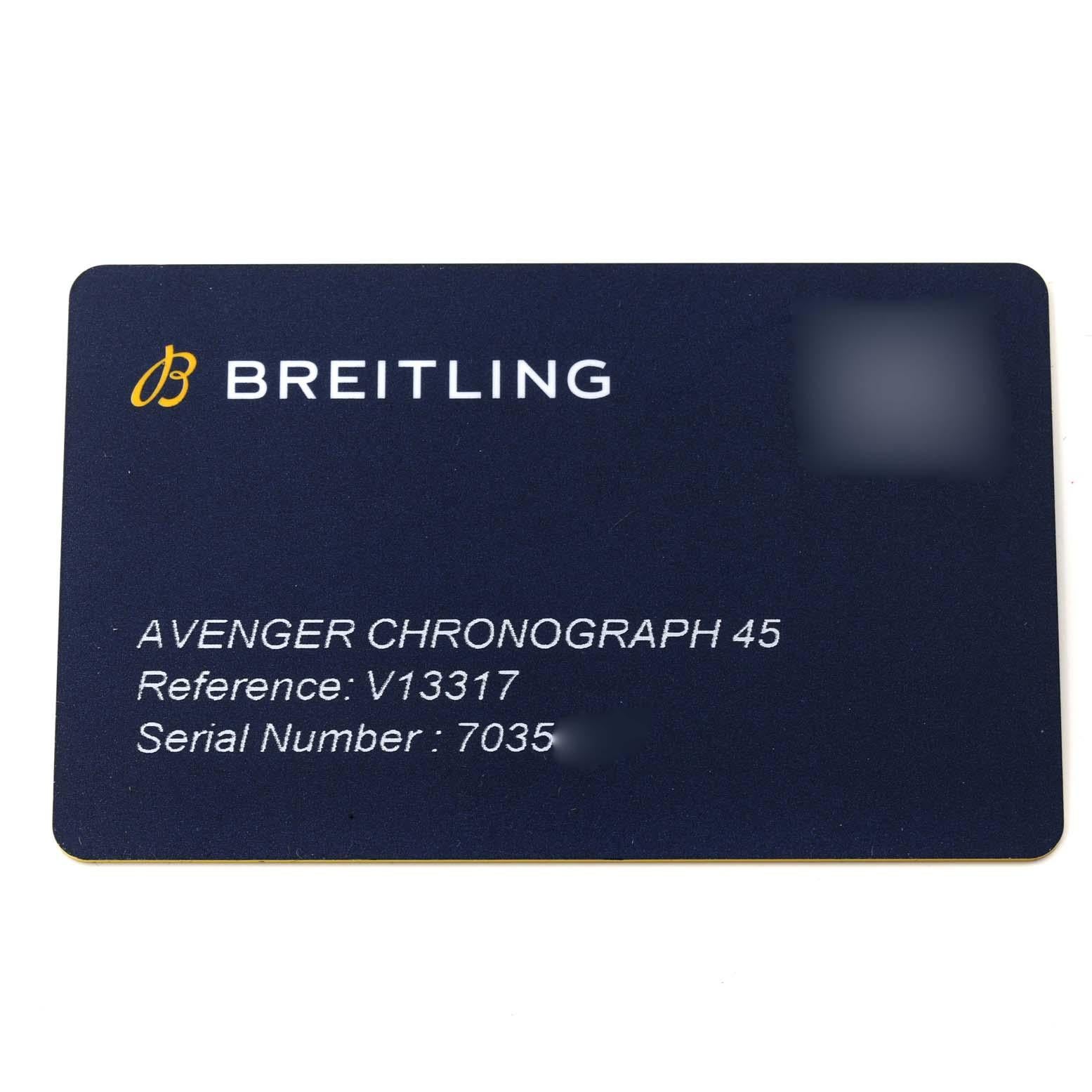 Breitling Avenger Night Mission DLC Coated Titanium Mens Watch V13317 Box Card 4