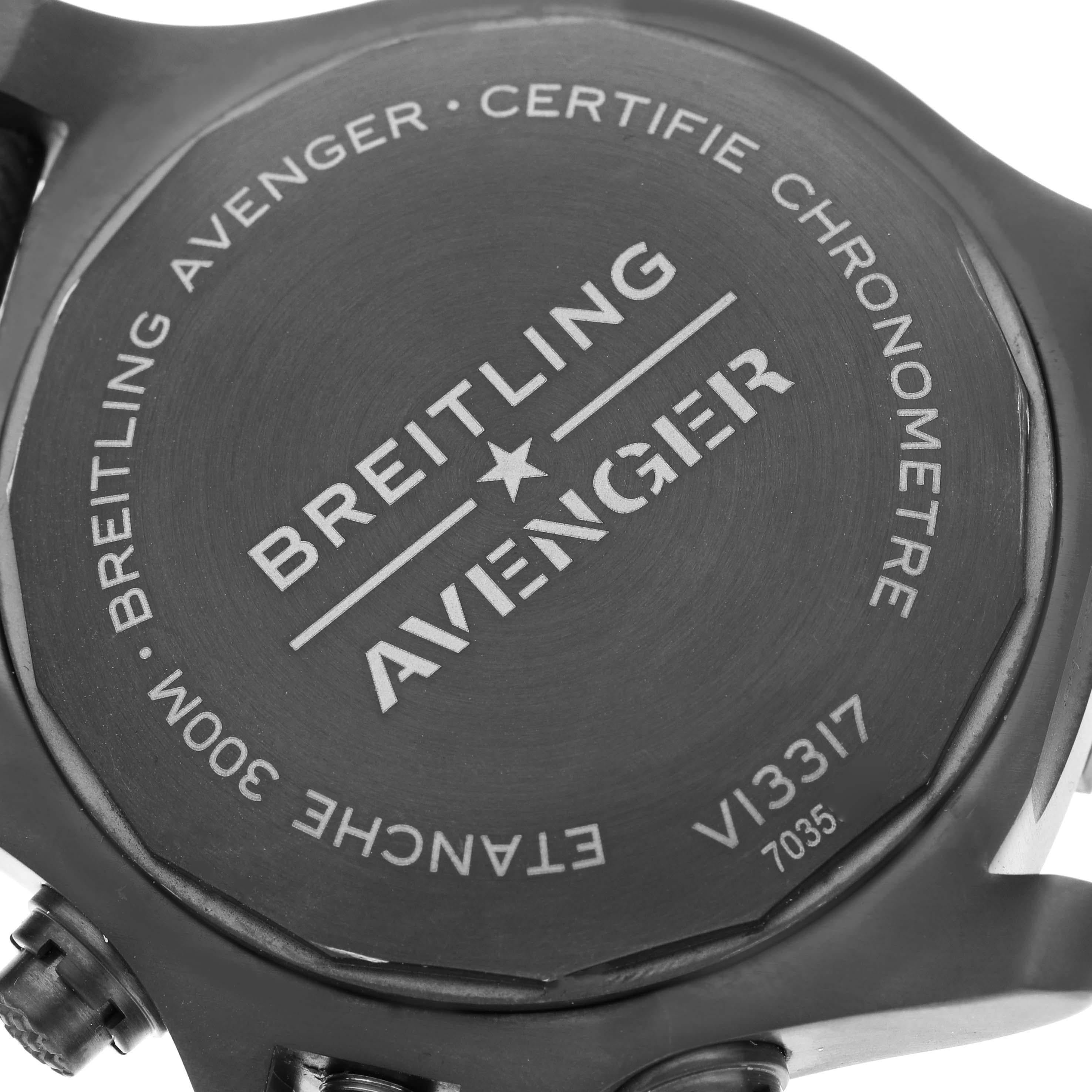 Men's Breitling Avenger Night Mission DLC Coated Titanium Mens Watch V13317 Box Card