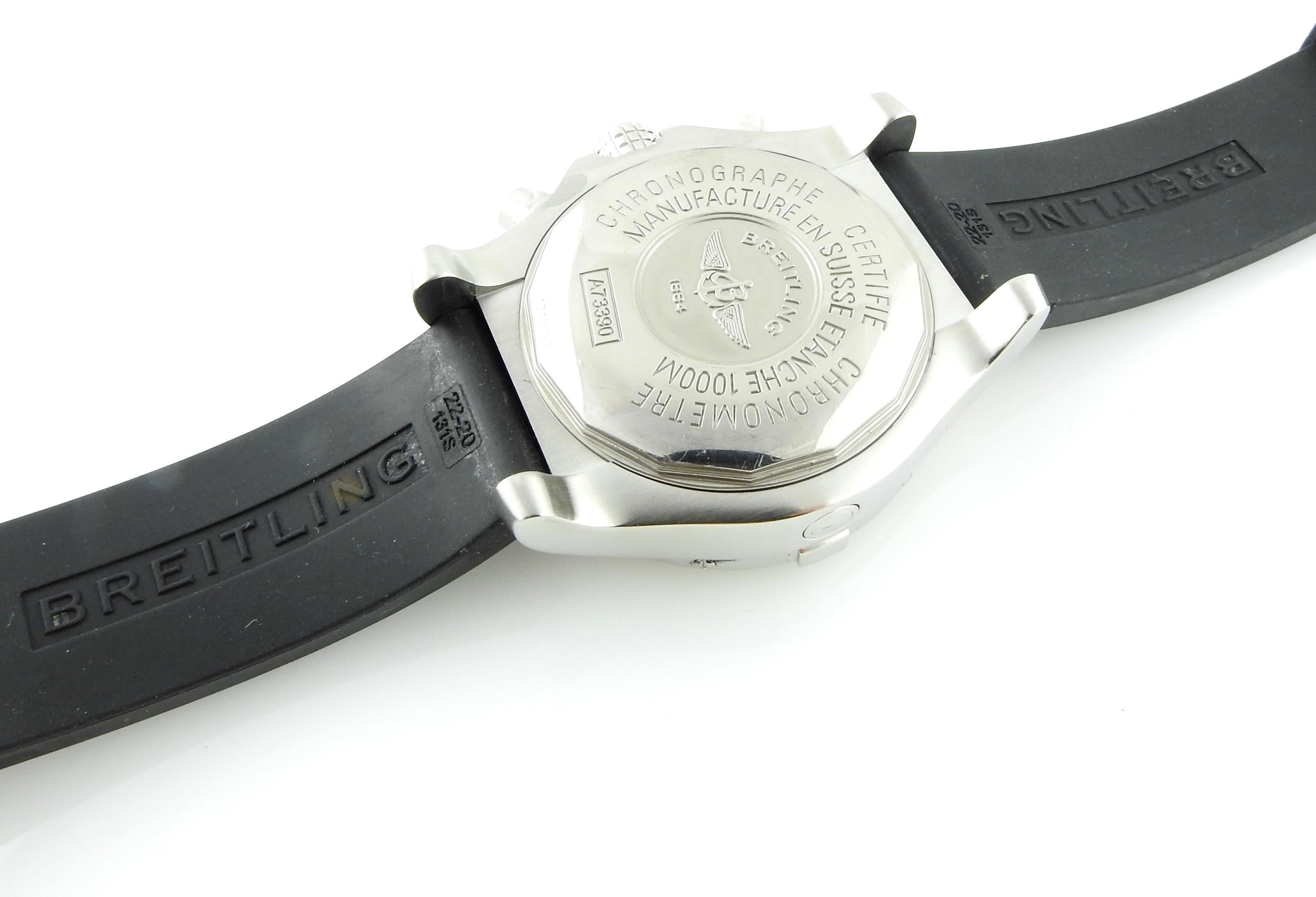 Breitling Avenger Seawolf Chronograph Men's Watch A73390 Silver Dial Rubber Band 2