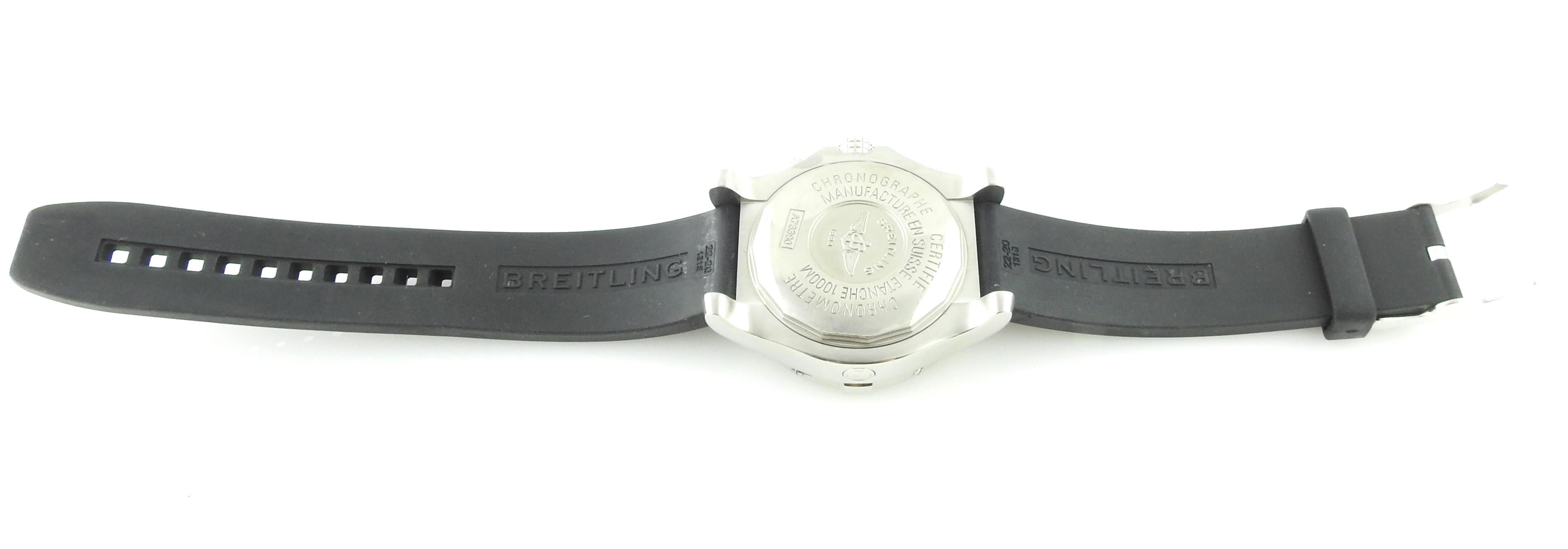Breitling Avenger Seawolf Chronograph Men's Watch A73390 Silver Dial Rubber Band 3