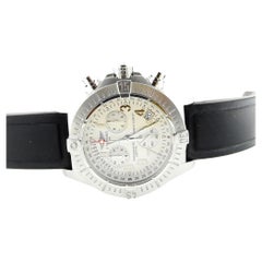 Vintage Breitling Avenger Seawolf Chronograph Men's Watch A73390 Silver Dial Rubber Band
