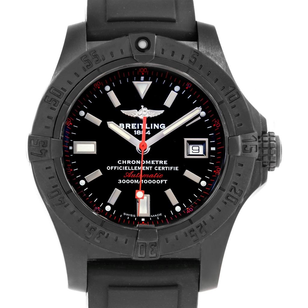 Breitling Avenger Seawolf Code Red Blacksteel LE Watch M17330 Box Papers