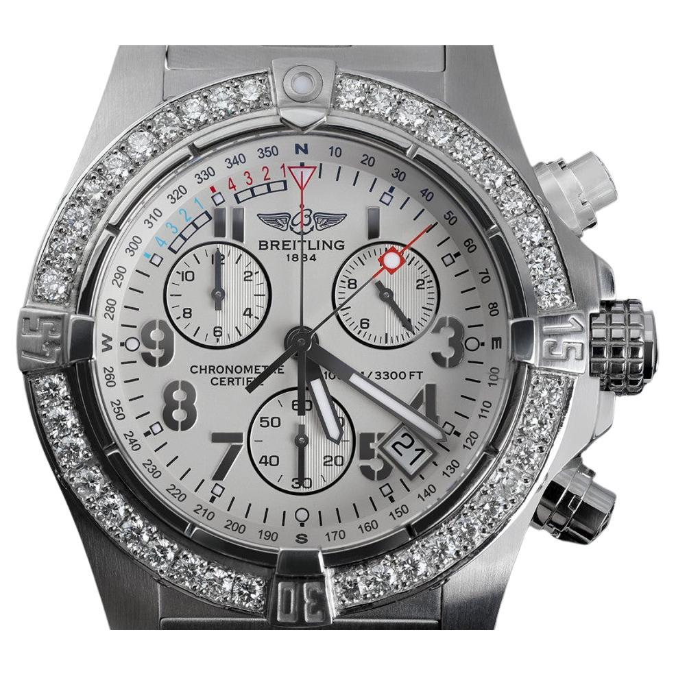 Breitling Avenger Seawolf Off-White Dial Custom Diamond Bezel Mens Watch A73390