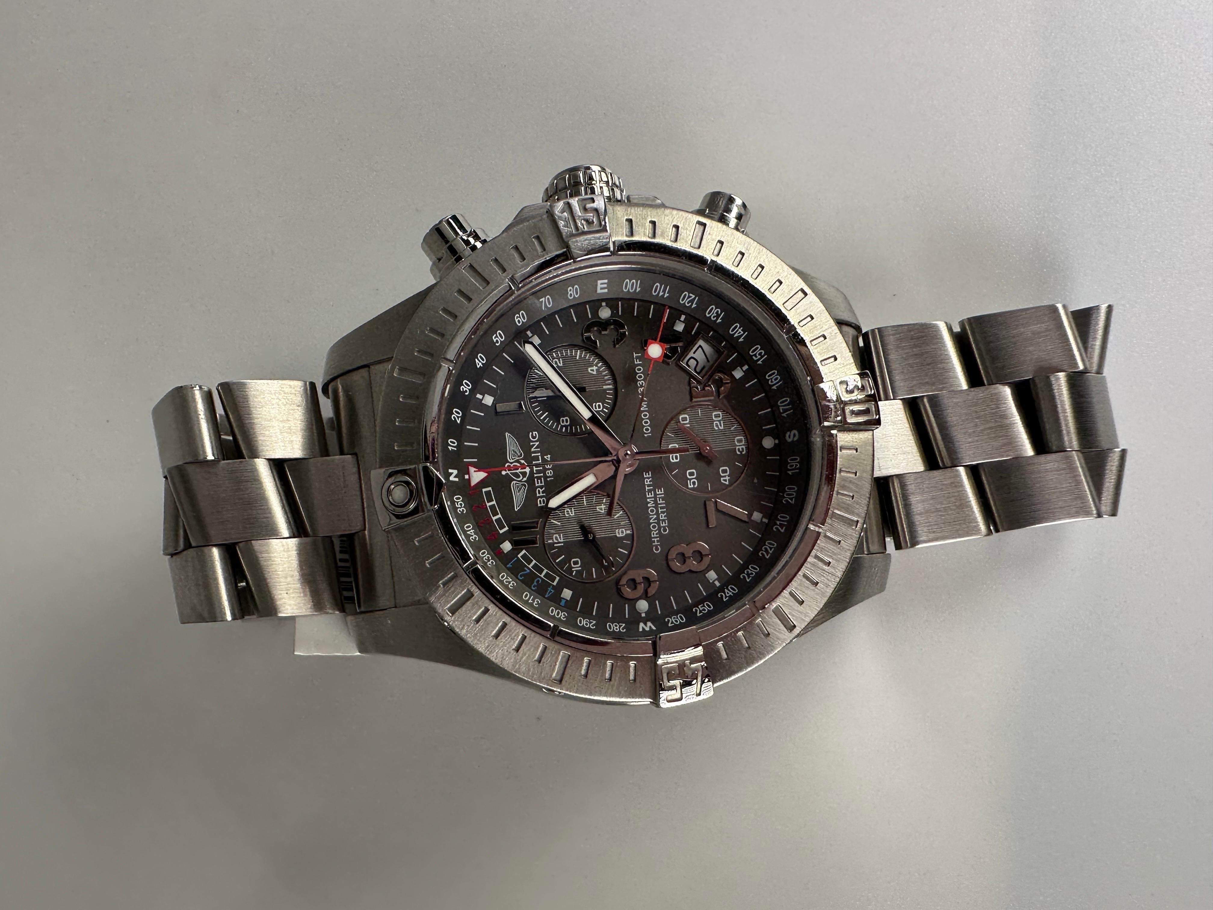 Beautiful watch in stainless steel by Breitling, mint condition. No box or papers. Model name “Avenger Seawolf”

MODEL:A73390/1276896
Item#: 500-00022MPTT

WHAT YOU GET AT STAMPAR JEWELERS:
Stampar Jewelers, located in the heart of Jupiter, Florida,