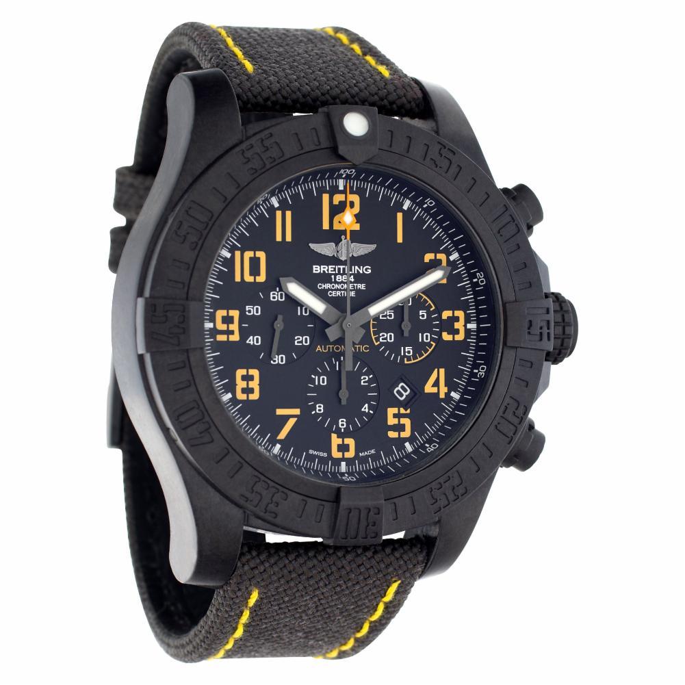 Breitling Avenger in black ultralight polymer (Breitlight) with Uni-directional rotating black ultralight polymer (Breitlight) bezel. Limited edition only 250 made. Auto w/ subseconds, date and chronograph. 50 mm case size. Ref XB0170. Fine
