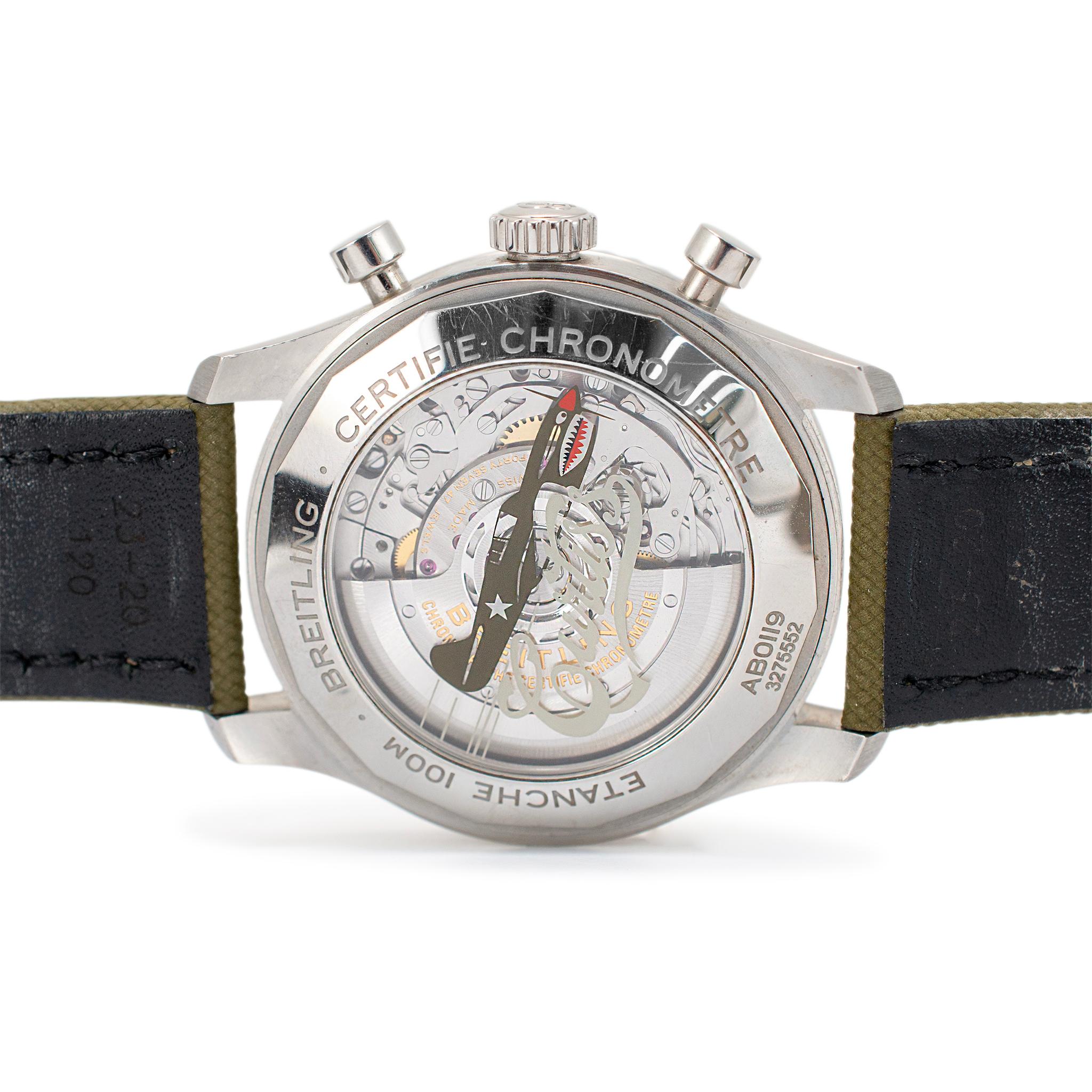 Breitling Aviator 8 B01 Chronograph Curtiss Warhawk 43MM AB0119 Steel Watch For Sale 1