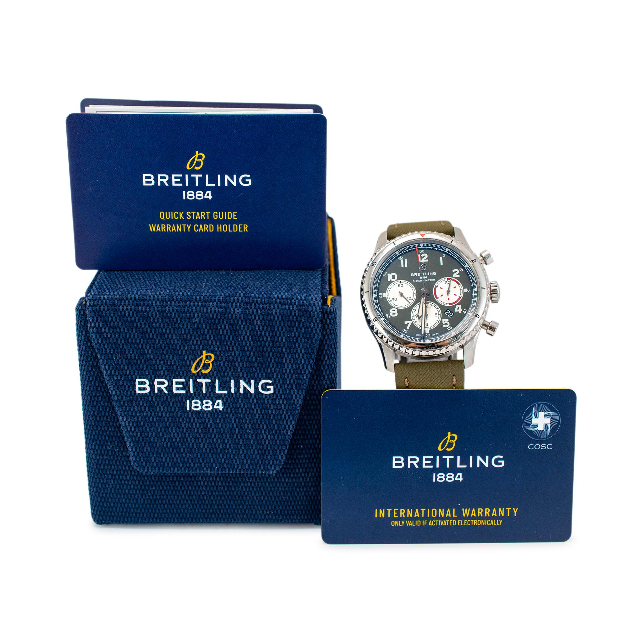 Breitling Aviator 8 B01 Chronograph Curtiss Warhawk 43MM AB0119 Steel Watch For Sale 5