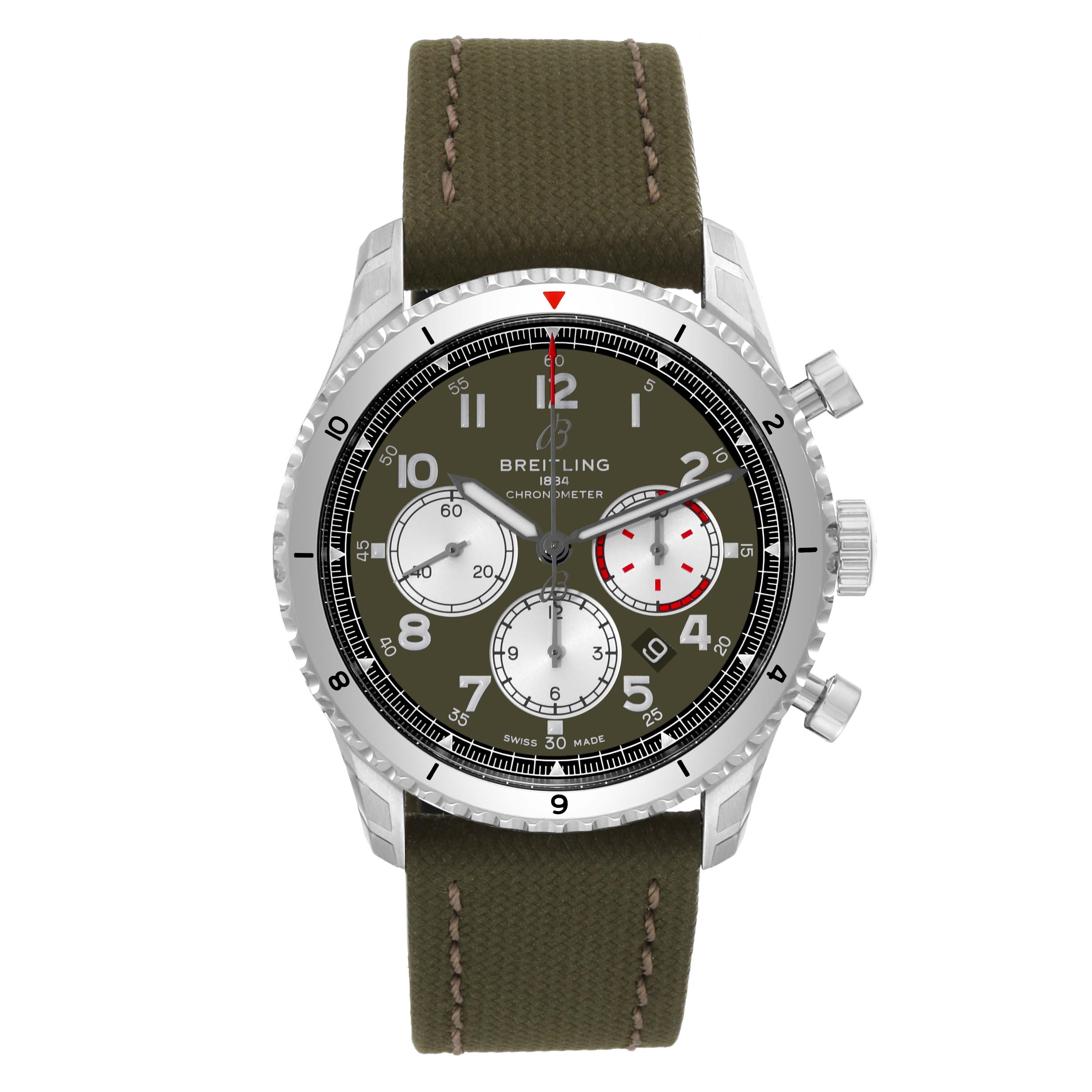 Breitling Aviator 8 B01 Curtiss Warhawk Steel Mens Watch AB0119 Unworn. Self-winding automatic officially certified chronometer movement. Chronograph function. Stainless steel case 43.0 mm in diameter. Exhibition transparent sapphire crystal
