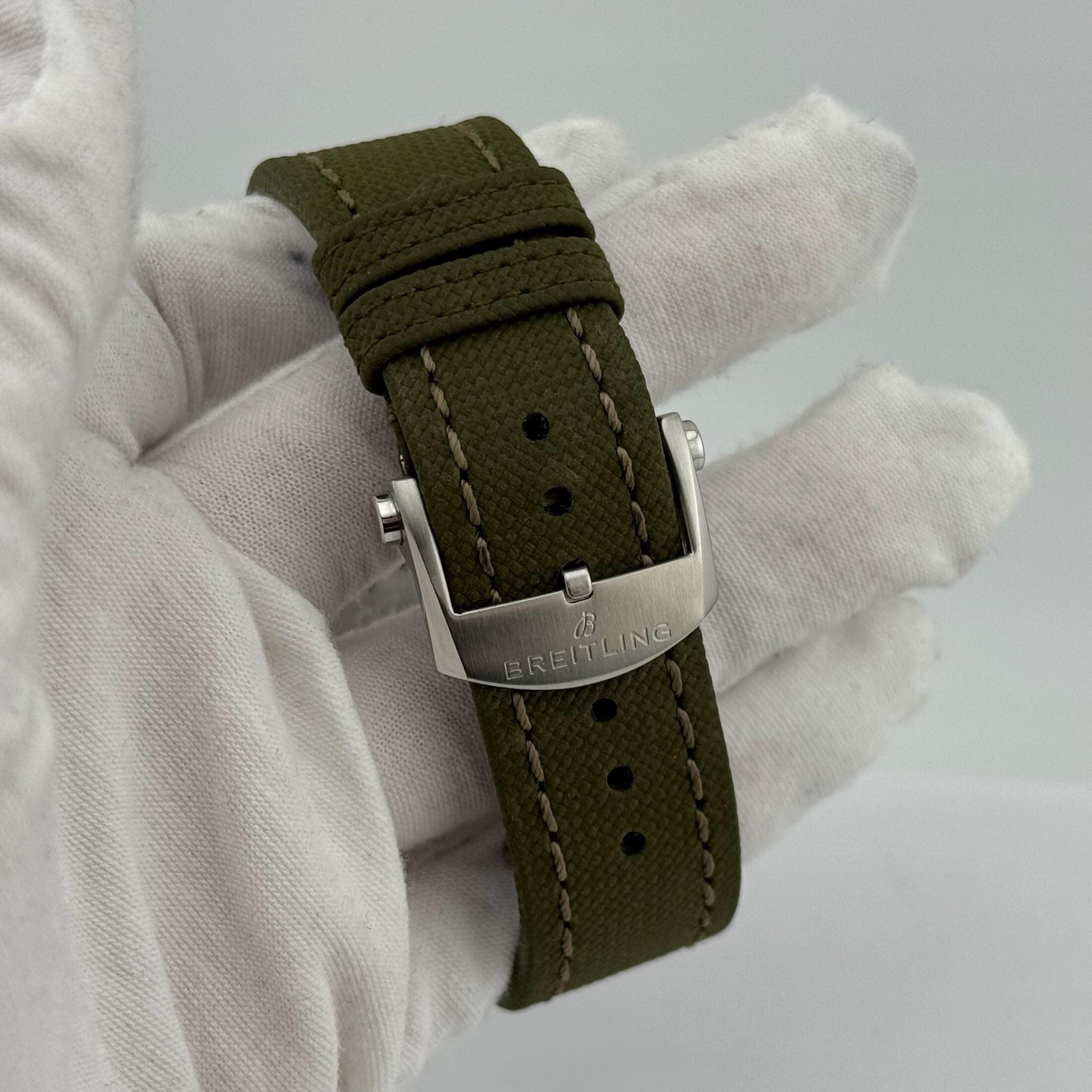 Breitling Aviator 8 Chronograph A13316 43mm Green Dial Stainless Steel Paper For Sale 6