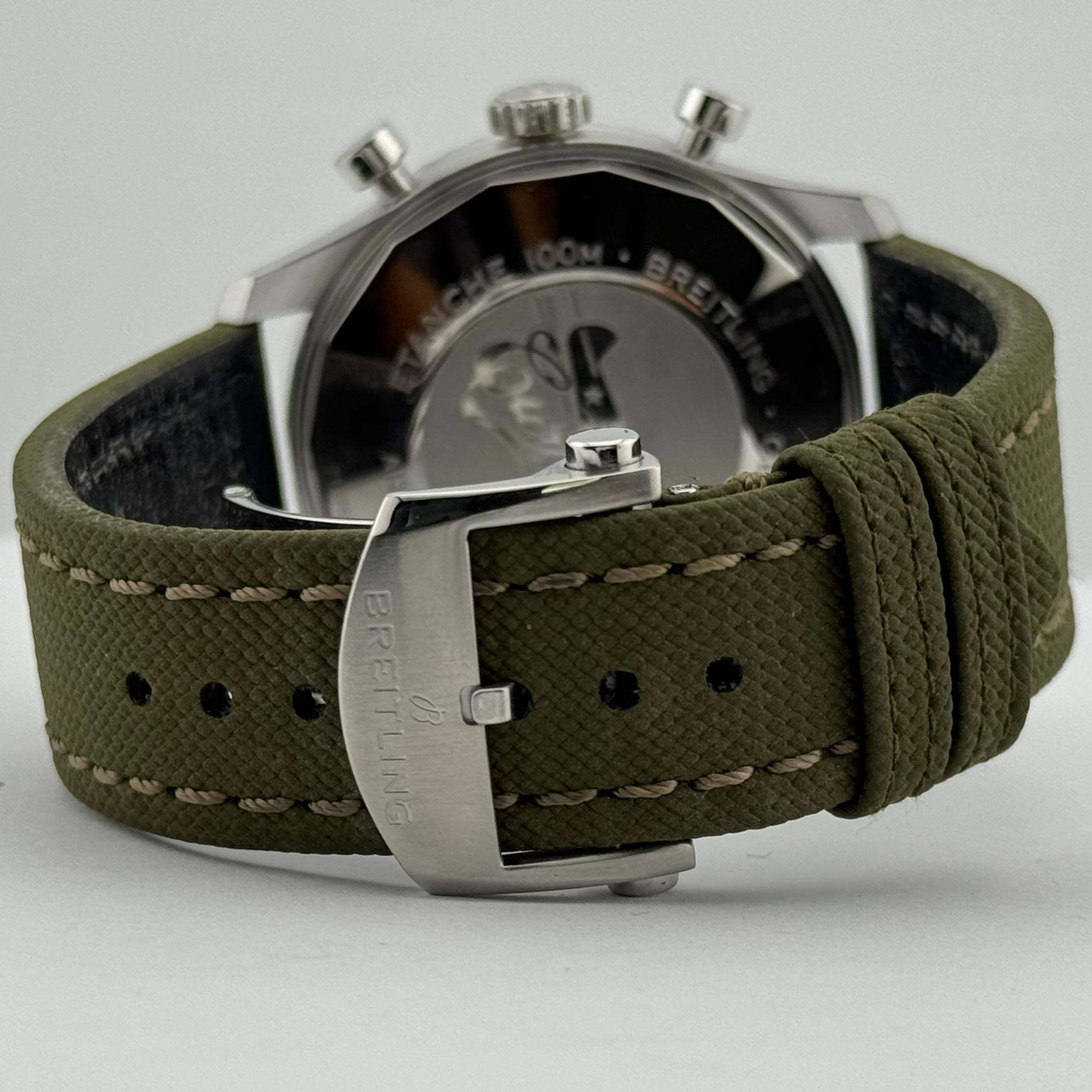 Breitling Aviator 8 Chronograph A13316 43mm Green Dial Stainless Steel Paper For Sale 3