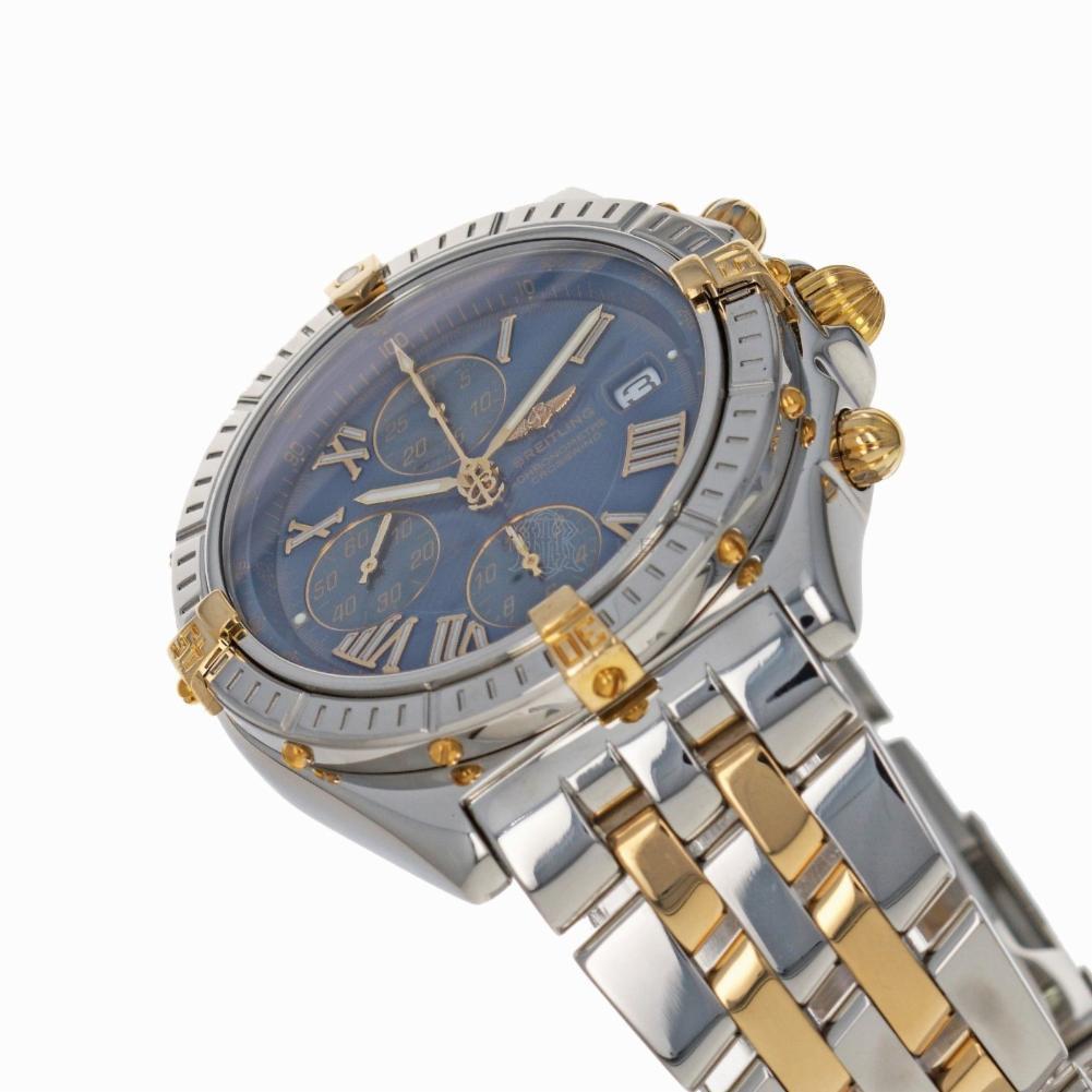 Breitling B13355 Blue Roman Crosswind Steel and 18 Karat Yellow Gold Automatic In Excellent Condition In Miami, FL