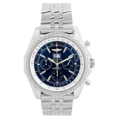 Breitling Bentley 6.75 A44362 Chronograph Men's Steel Watch Blue Dial