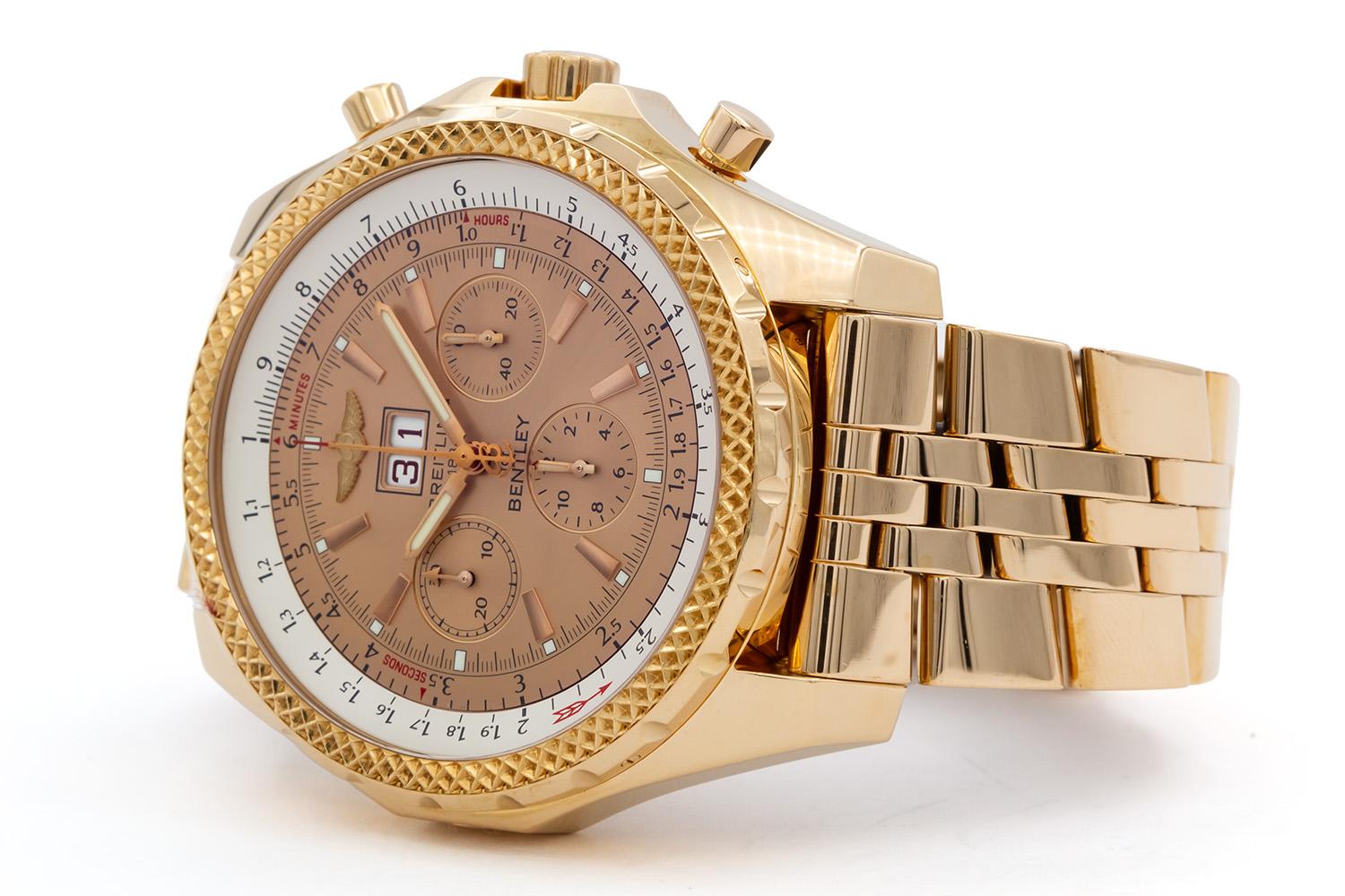 Contemporary Breitling Bentley 6.75 Chronograph H44362 With Box 18k Rose Gold 48mm