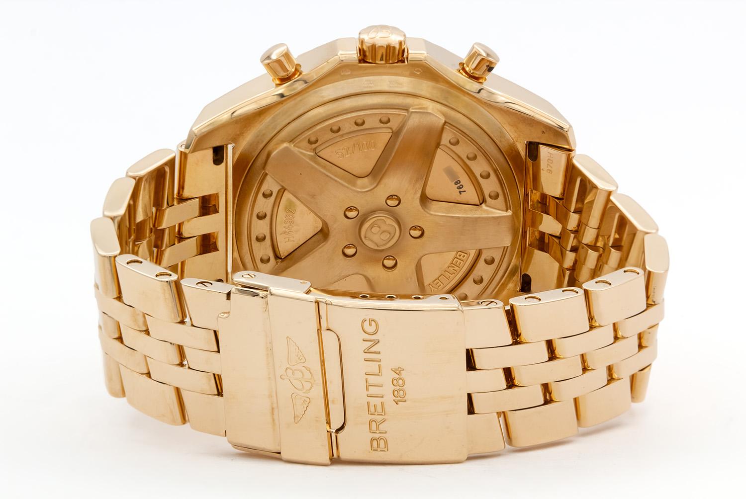 Breitling Bentley 6.75 Chronograph H44362 With Box 18k Rose Gold 48mm In Excellent Condition In Tustin, CA