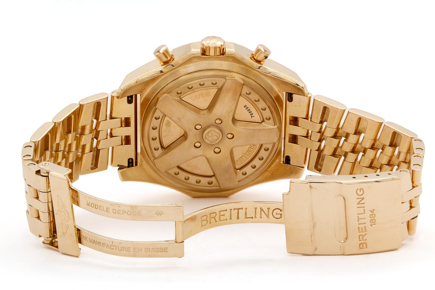 Men's Breitling Bentley 6.75 Chronograph H44362 With Box 18k Rose Gold 48mm