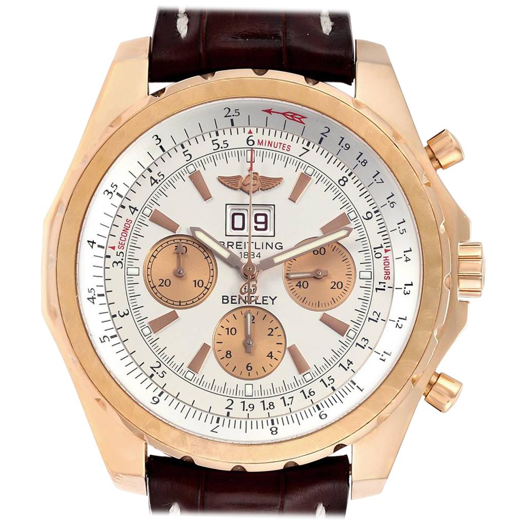 Breitling Bentley 6.75 Rose Gold Black Dial Chronograph LE Watch H44363