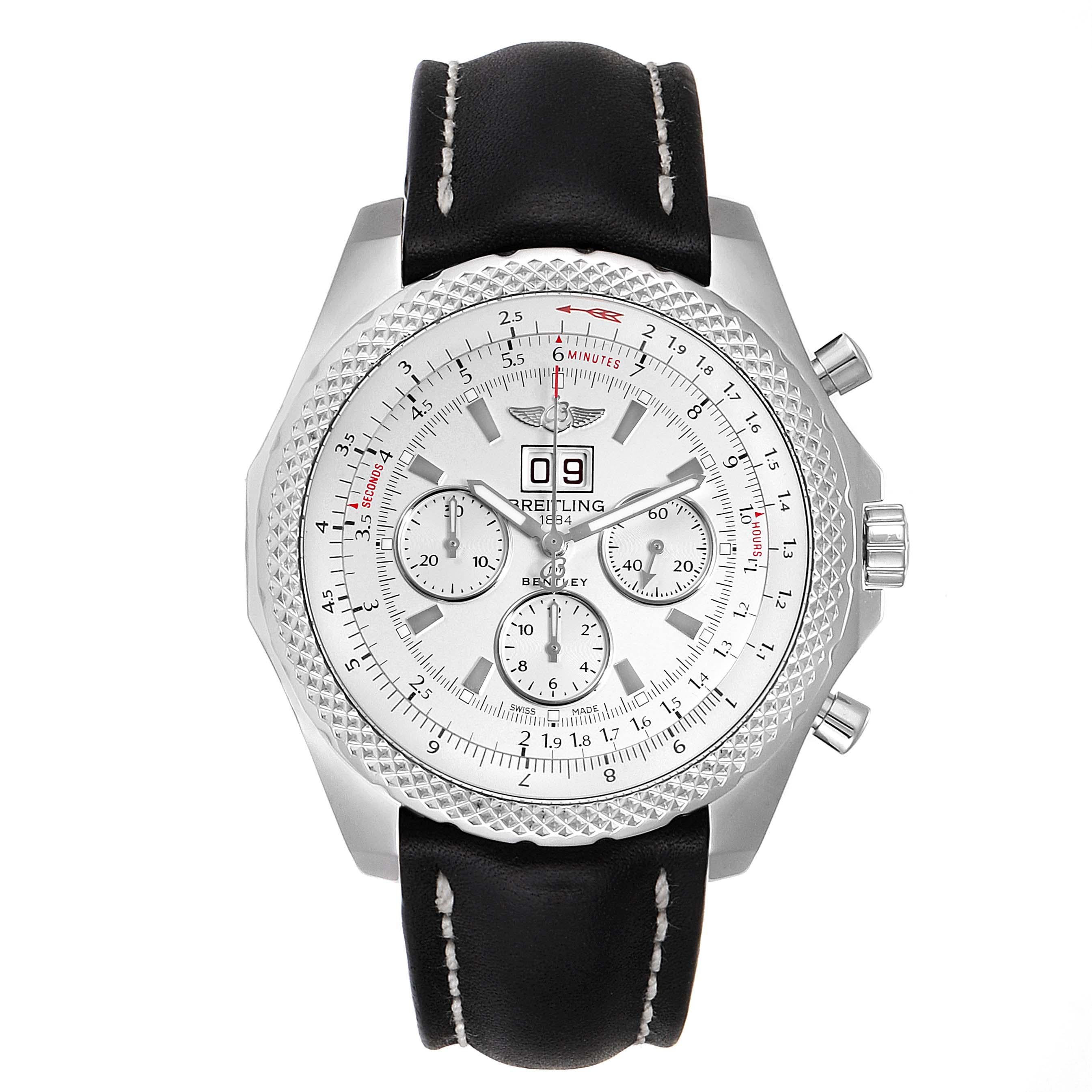 Breitling Bentley 6.75 Speed Chronograph Silver Dial Mens Watch A44364. Automatic self-winding officially certified chronometer movement. Chronograph function. Stainless steel case 48.7 mm in diameter. Case thickness: 16.5 mm. Stainless steel