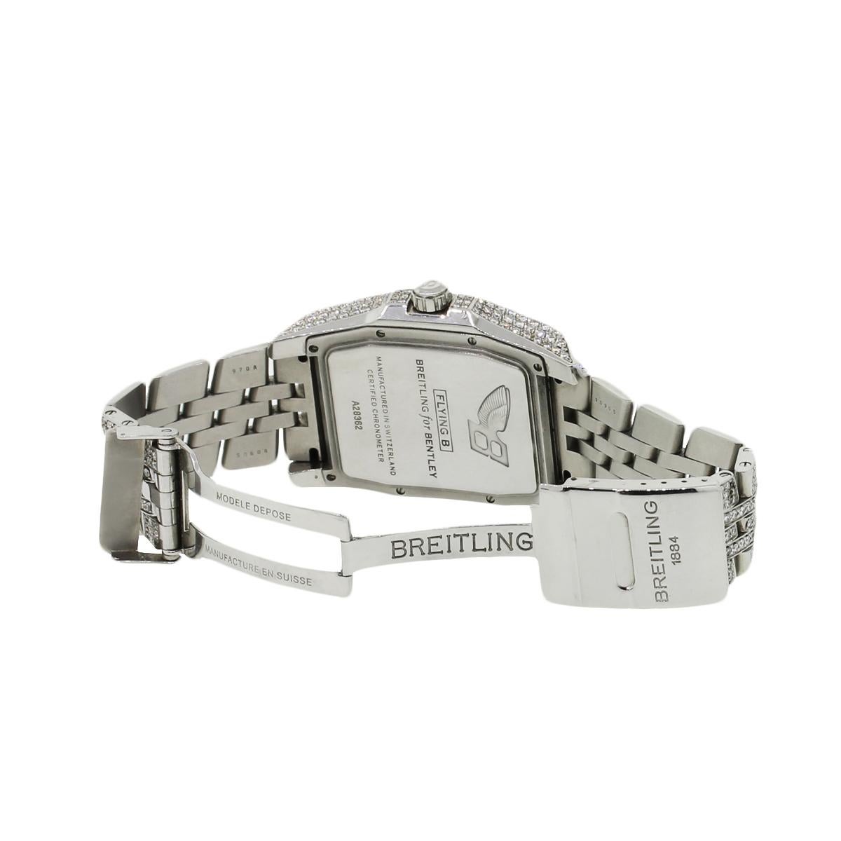 Breitling Bentley A28362 Flying B Aftermarket Diamond Watch In Excellent Condition For Sale In Boca Raton, FL