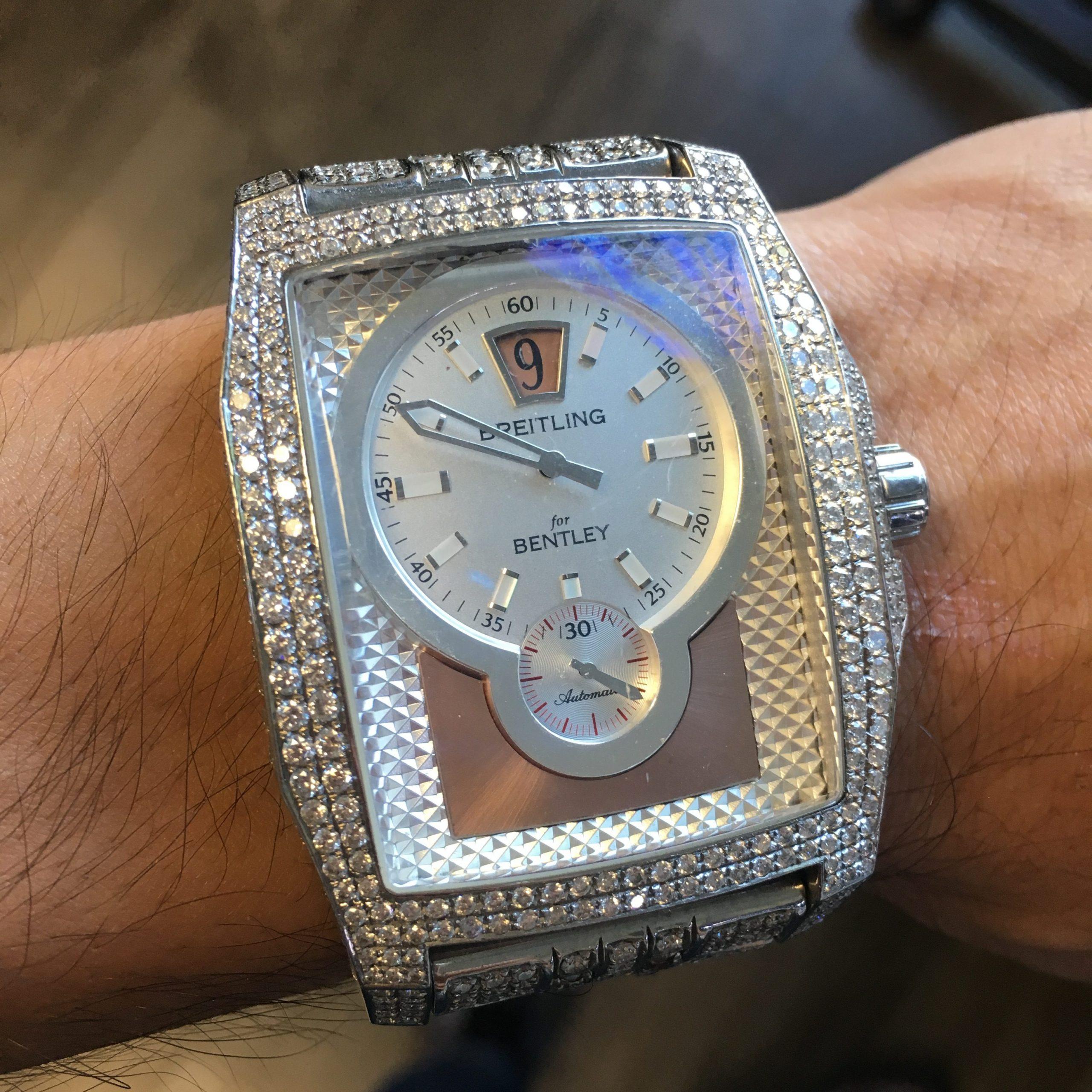 Women's or Men's Breitling Bentley A28362 Flying B Aftermarket Diamond Watch For Sale