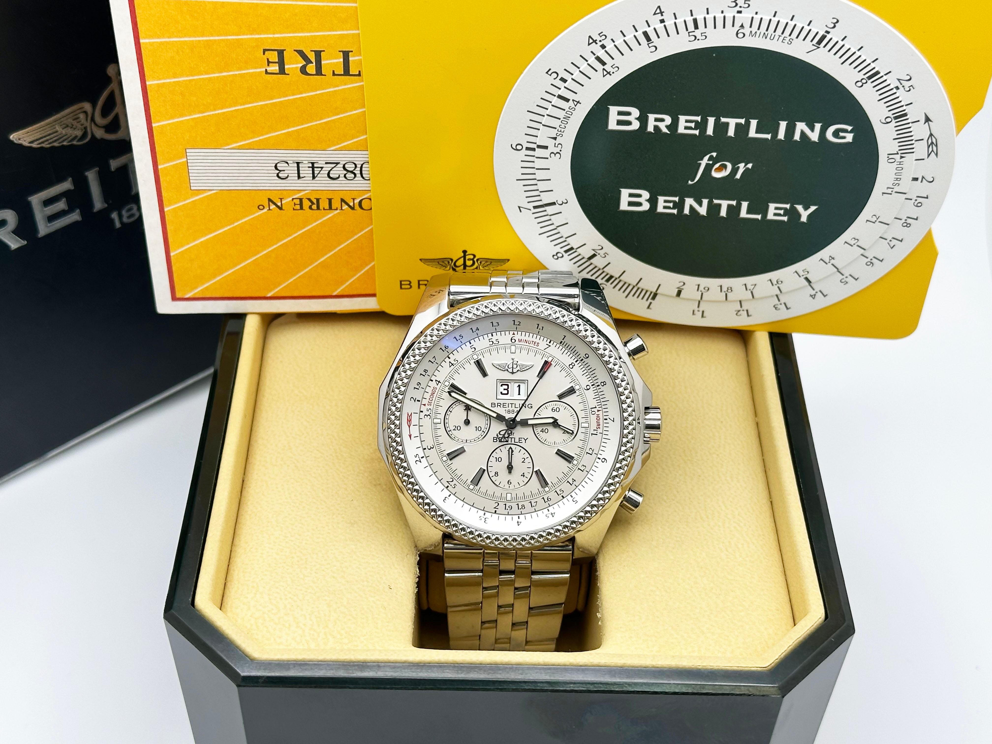 Breitling Bentley A44362 Silver Dial Stainless Steel 48mm Box Paper 2006 For Sale 1