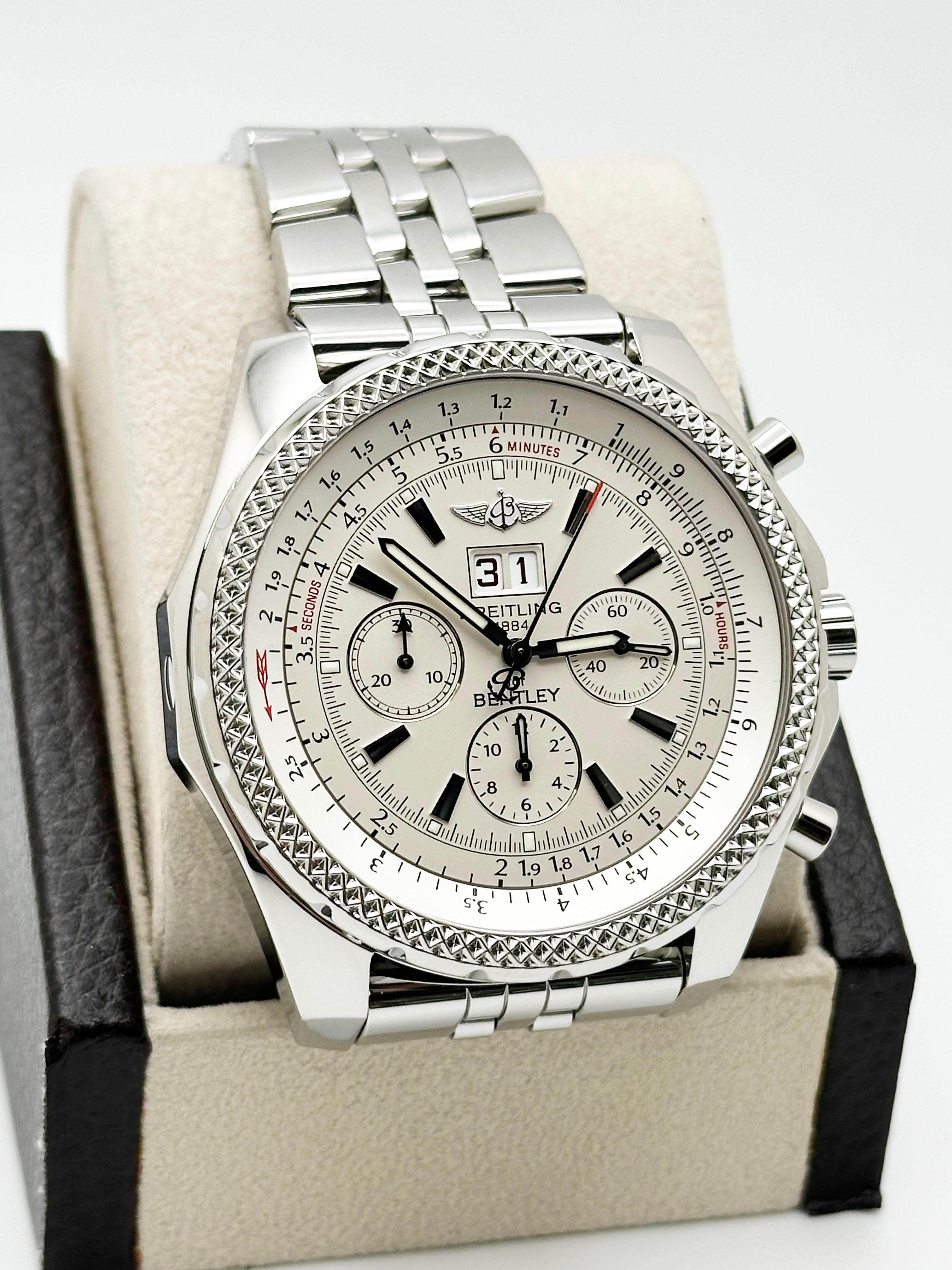 Breitling Bentley A44362 Silver Dial Stainless Steel 48mm Box Paper 2006 For Sale 3