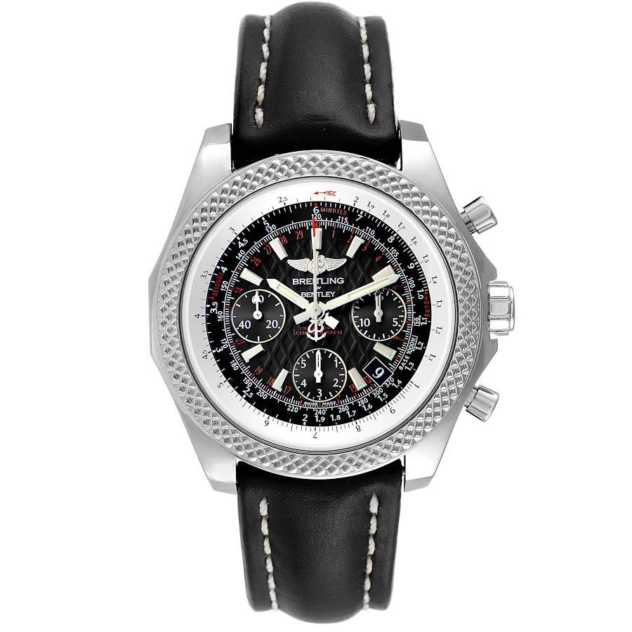 Breitling Bentley B05 Unitime Black Dial Mens Watch AB0612 Box Papers. Self-winding automatic officially certified chronometer movement. Chronograph function. Stainless steel case 44 mm in diameter. Stainless steel screwed-down crown. Stainless