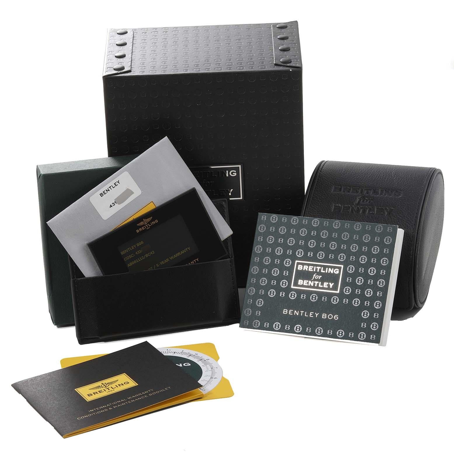 Breitling Bentley B06 Schwarzes Zifferblatt Chronograph Stahl Herrenuhr AB0611 Box Card 6